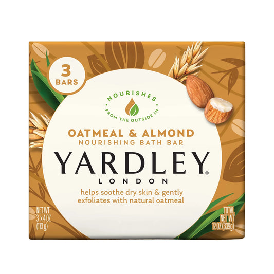 (Pack of 3)  Oatmeal & Almond Nourishing Bath Bar Soap, for All Skin Types, 4 Oz Bar