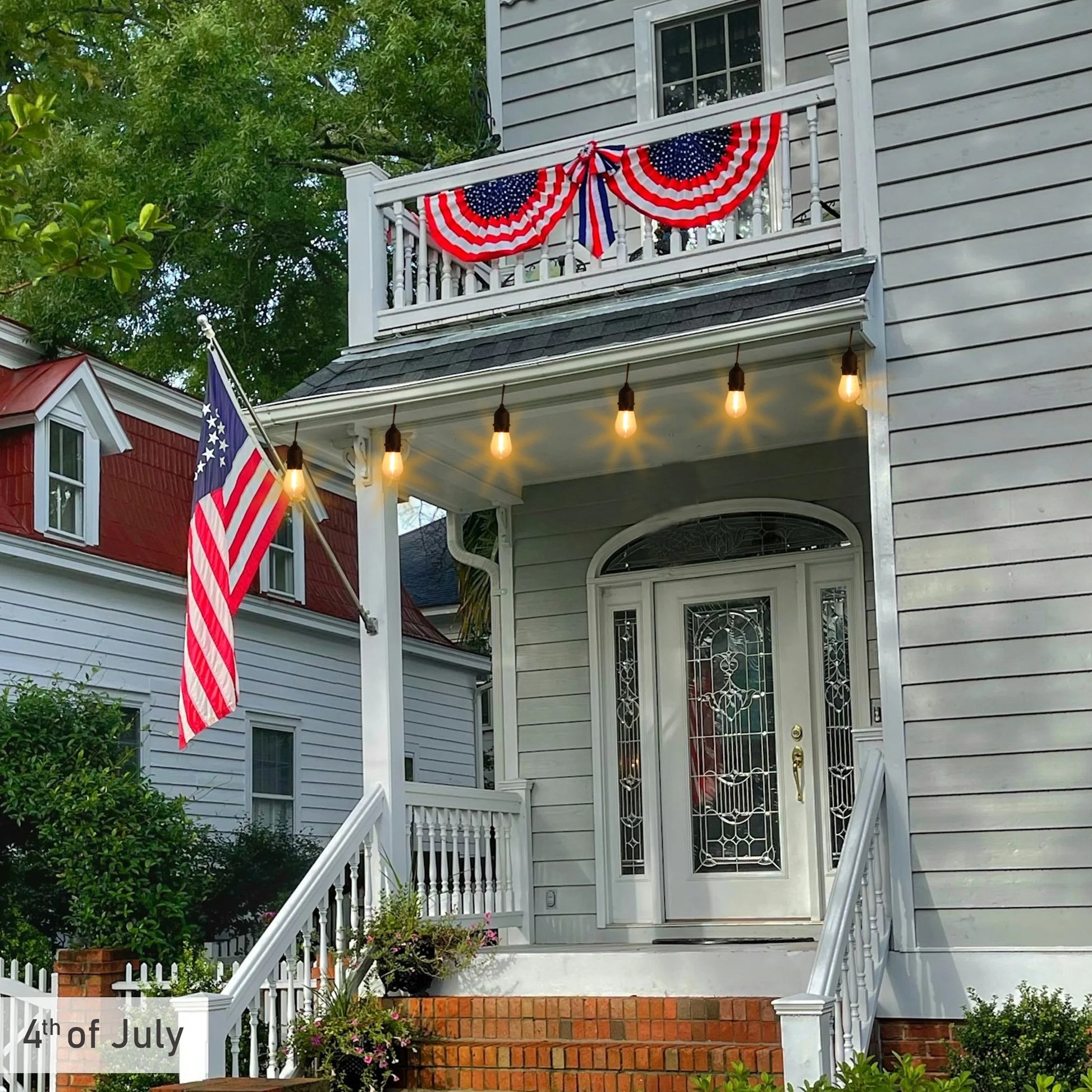 (2 Pack)  24-Foot Outdoor Commercial String Lights, 12 Shatterproof LED Bulbs, Indoor/Outdoor Use