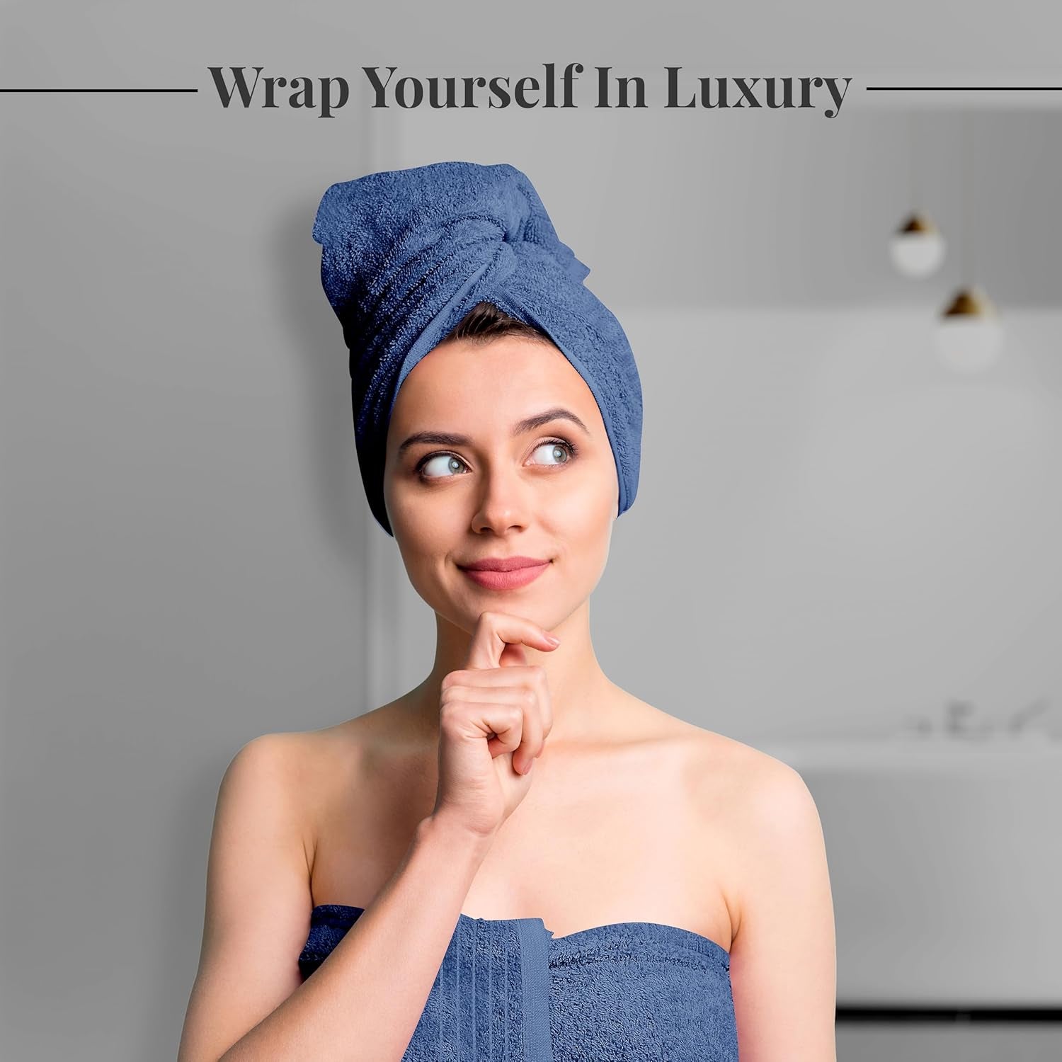 Pack of 8 Towels Set, 2 Extra Large Bath, 2 Hand, 4 Washcloths, 100% Cotton, Lighter Weight, Quicker to Dry, Super Absorbent, Perfect for Bathroom, Blue