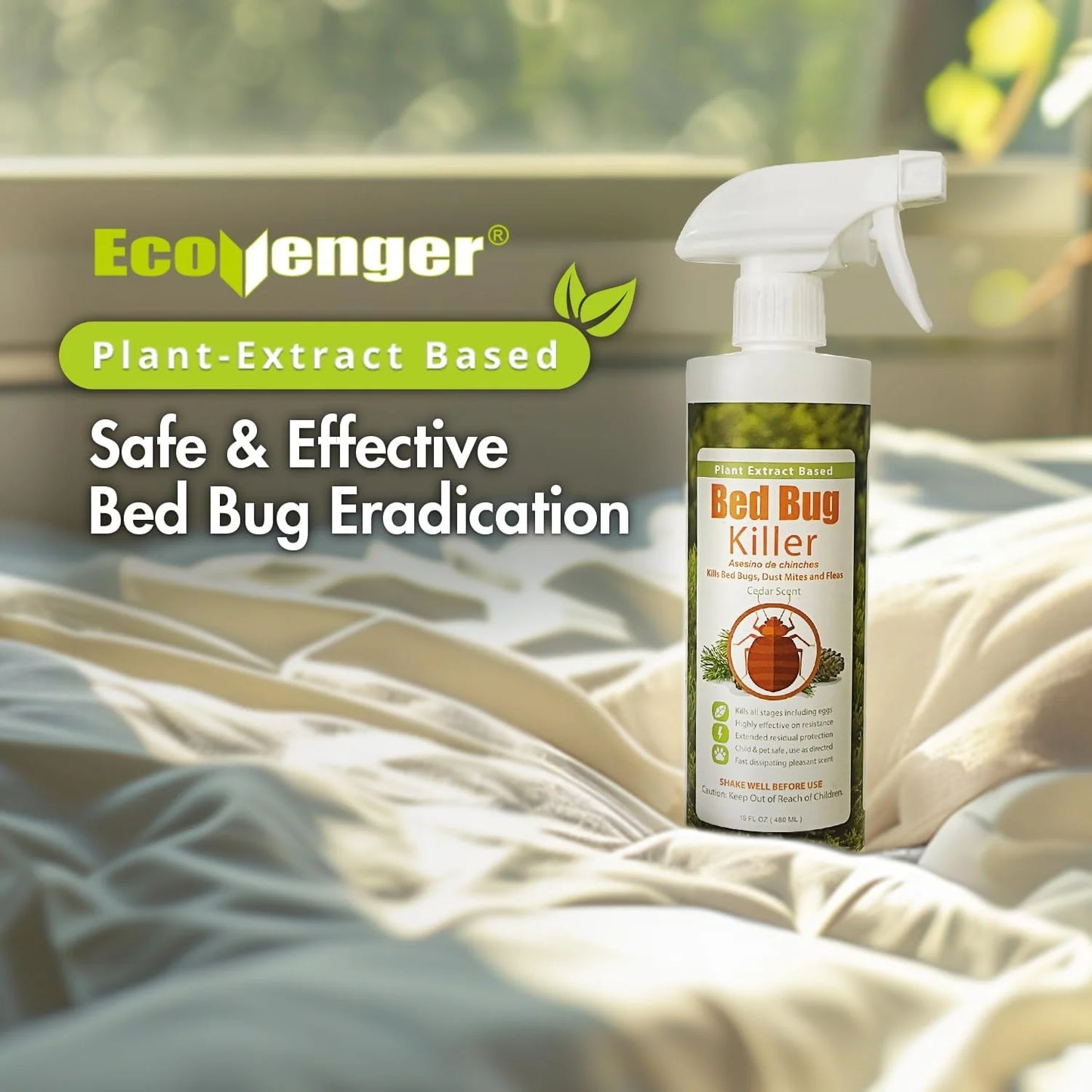 Ecoraider Bed Bug Killer Spray 2 Oz X 6 Bundle, 100% Killing Efficacy with Residual Protection, Green & Non-Toxic