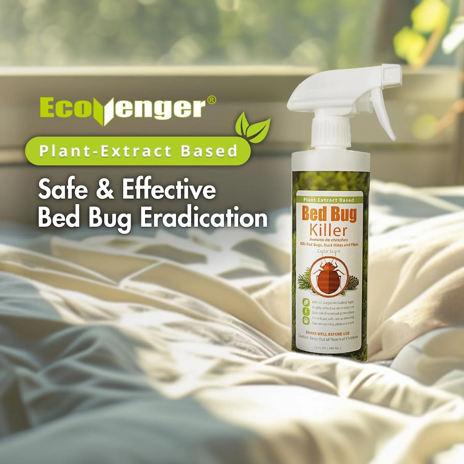 Ecoraider Bed Bug Killer Spray 2 Oz X 6 Bundle, 100% Killing Efficacy with Residual Protection, Green & Non-Toxic