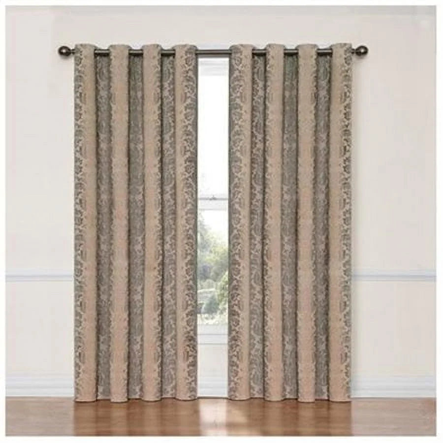 Nadya Floral Room Darkening Grommet Top Single Window Curtain Panel, Black, 52 X 63