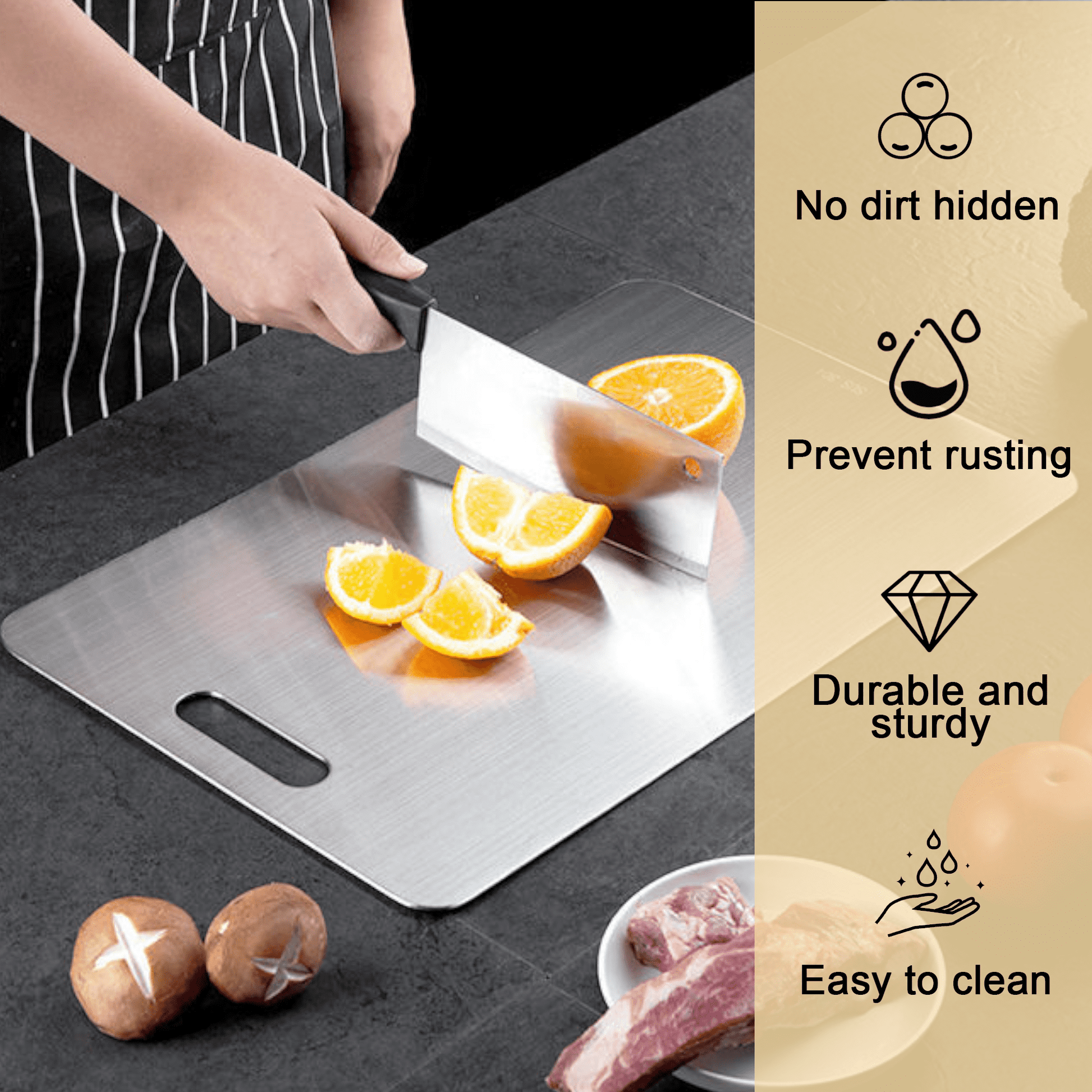 Titanium Cutting Board,Stainless Steel Cutting Boards for Kitchen,Double-Sided Food Grade Cutting Board,Cutting Meat,Cheese,Vegetable,Fruit