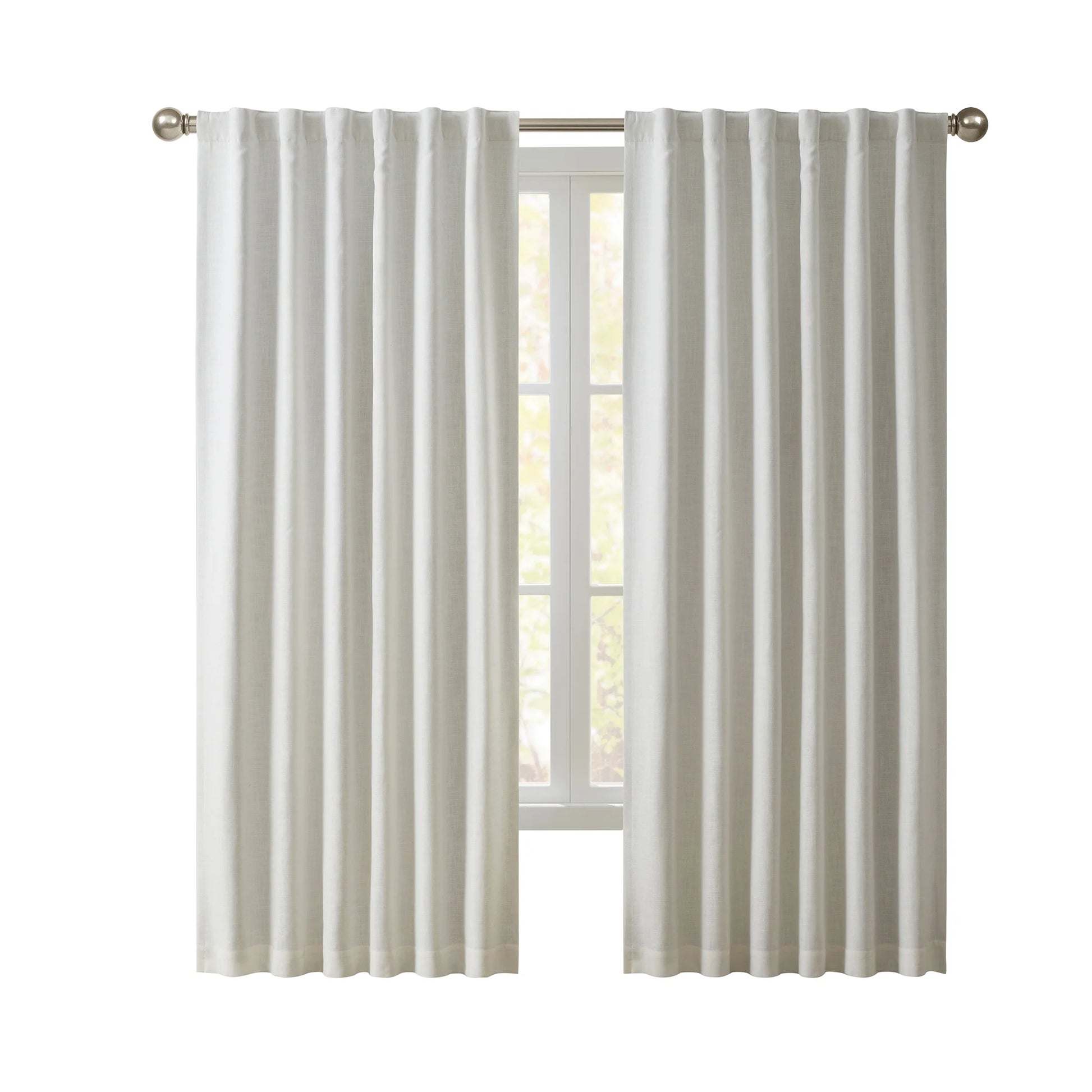 Solid Ivory Rod Pocket Back Tab Blackout Curtain Panel, 52" X 96"