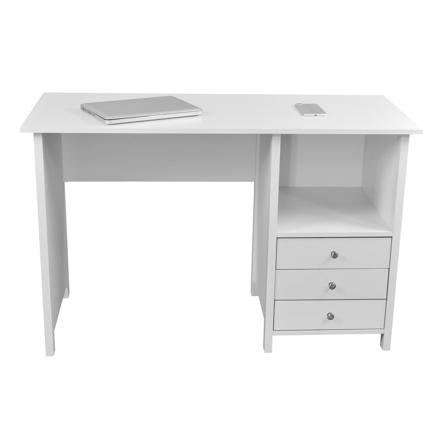 Contemporary 3-Drawer Computer Desk, White