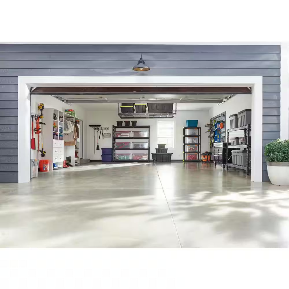 5-Tier Easy Assembly Multi-Purpose Plastic Garage Storage Shelving Unit in Black (36 In. W X 74 In. H X 18 In. D)