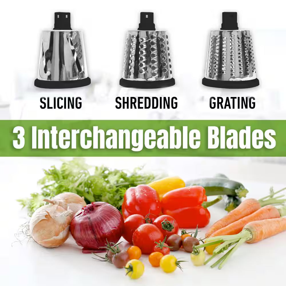 Signature Series Multi Slicer Pro 3 In. 1 Spinning Rotating Mandoliner and Countertop Food Slicer Grater