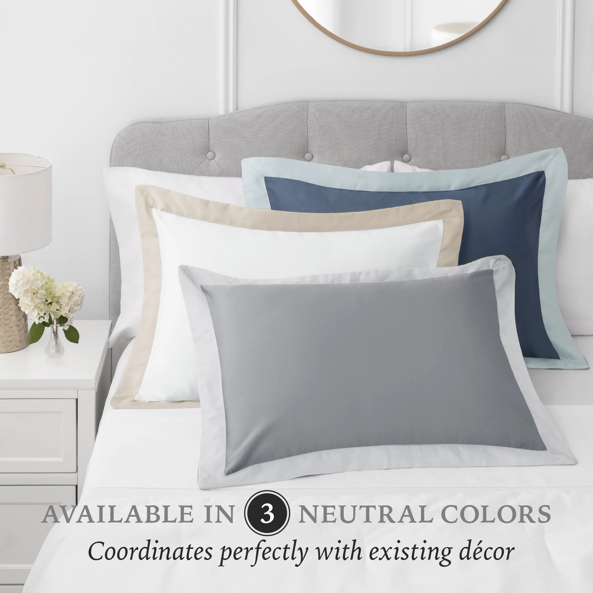 3-Piece Beige/White Egyptian Cotton-Rich Blend Luxury Comforter Set, King