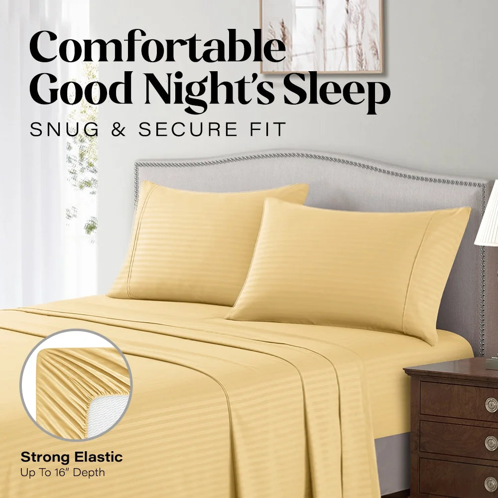 1800 Series Premium Deep Pocket Bed Sheet Set by  Microfiber Bedding -Includes Flat Sheet-Fitted Sheet- Pillowcases, Size: King, Queen, Full, Twin - TWIN GOLD