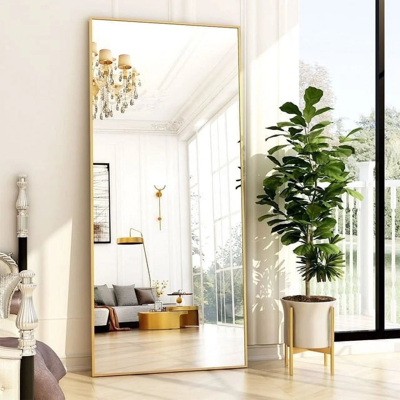 71"X26" Full Length Mirror Oversized Rectangle Body Dressing Floor Mirrors for Standing Leaning, Black