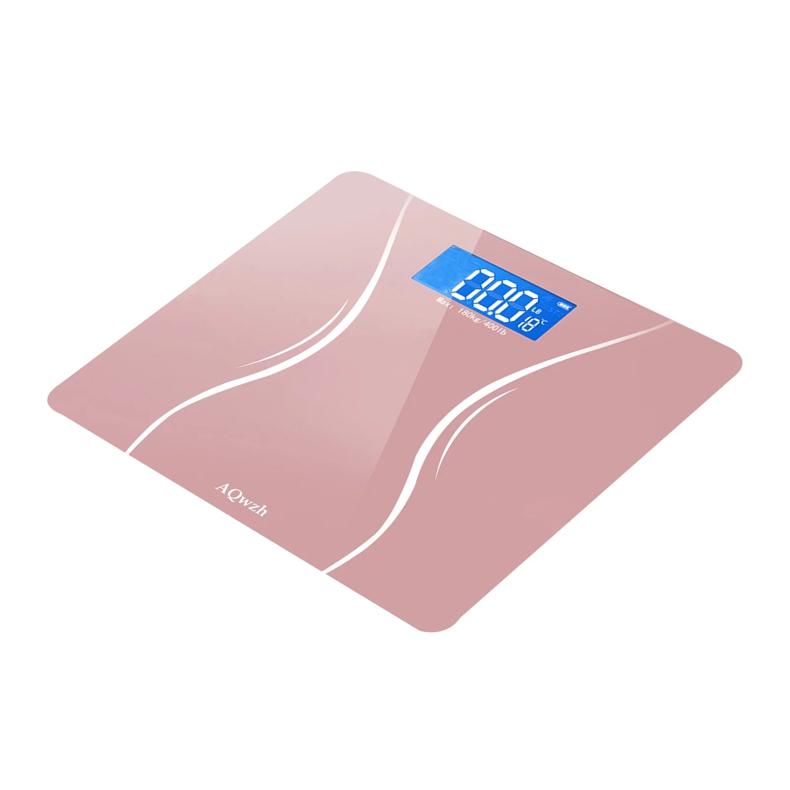 Bathroom Body Weight Scale with Step-On Technology, 396 Lbs, Body Tape Measure Included, Pink