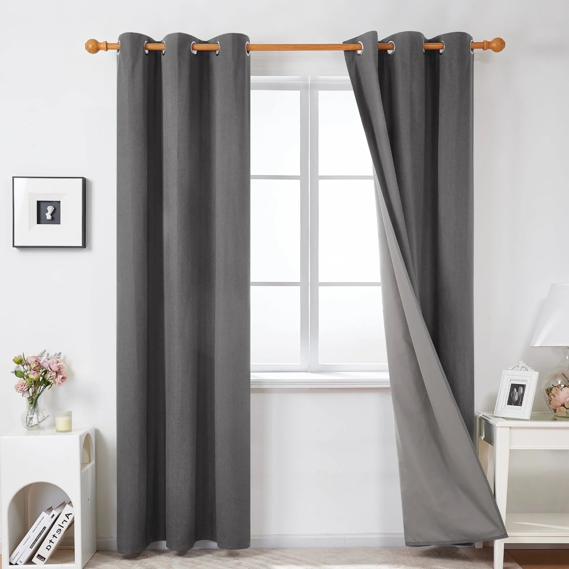 Total Blackout Curtains 2 Panels, Grommet Curtains Total Light Blocking Curtain, Soundproof Curtains for Bedroom (Khaki, 42W X 95L Inch)