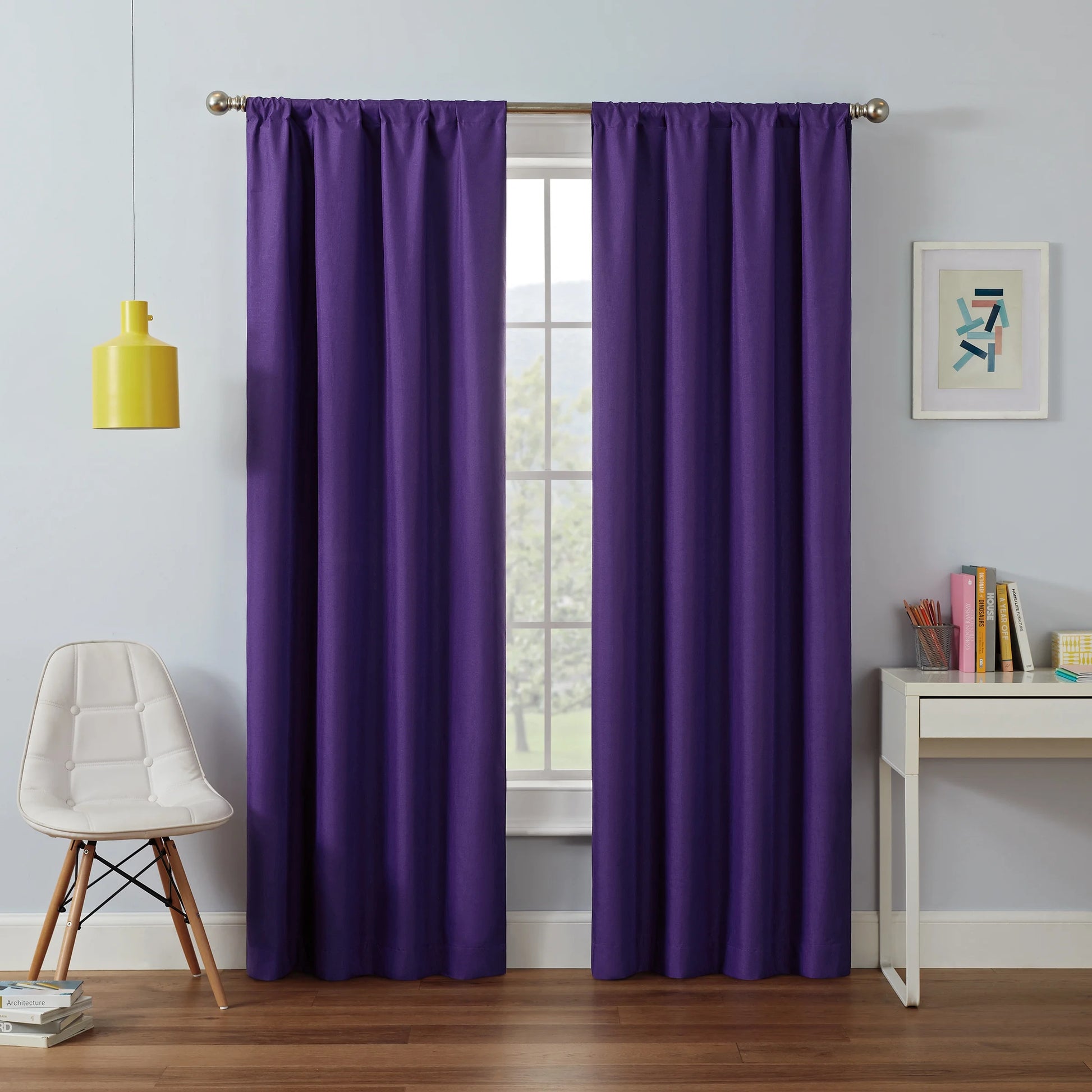 Kendall Modern Blackout Curtains, 63 in Long X 42 in Wide, Purple, Sold as a Single Curtain Panel