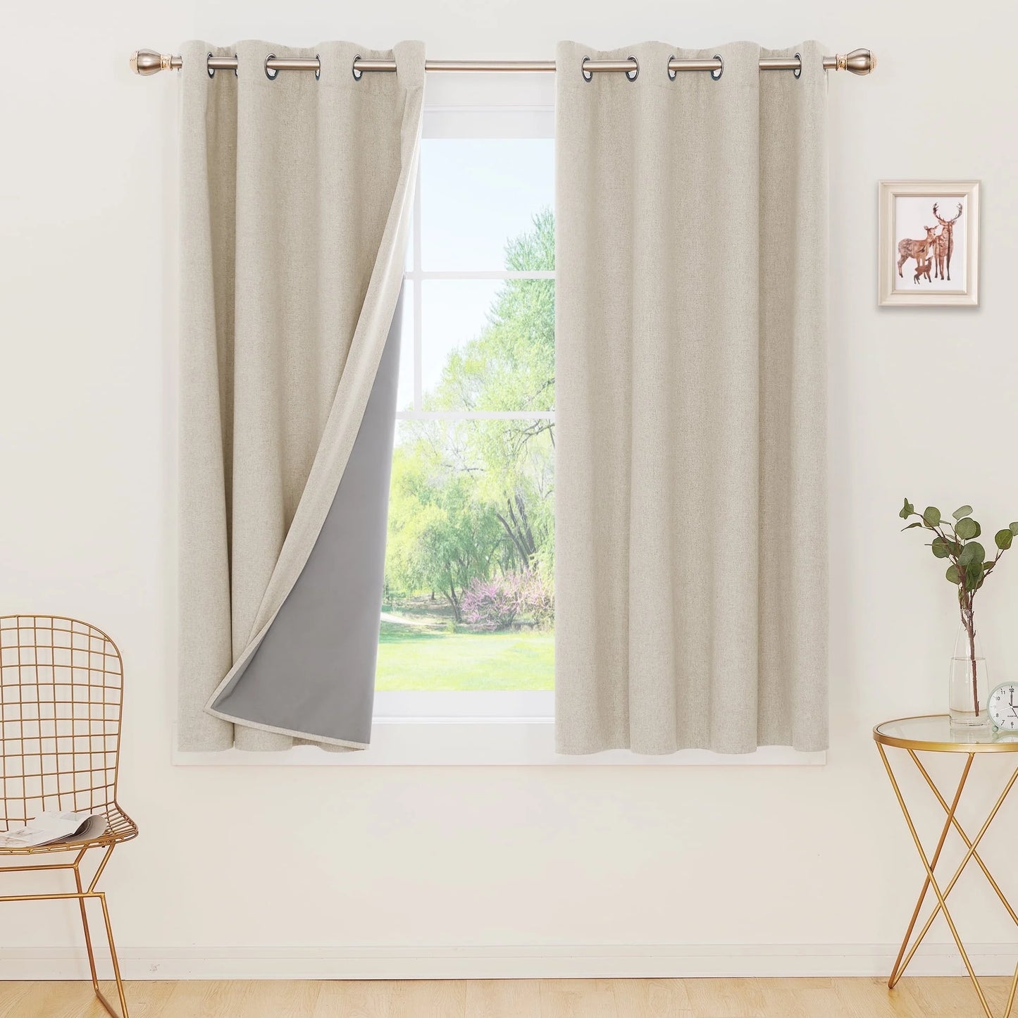 Total Blackout Curtains 2 Panels, Grommet Curtains Total Light Blocking Curtain, Soundproof Curtains for Bedroom (Khaki, 42W X 95L Inch)