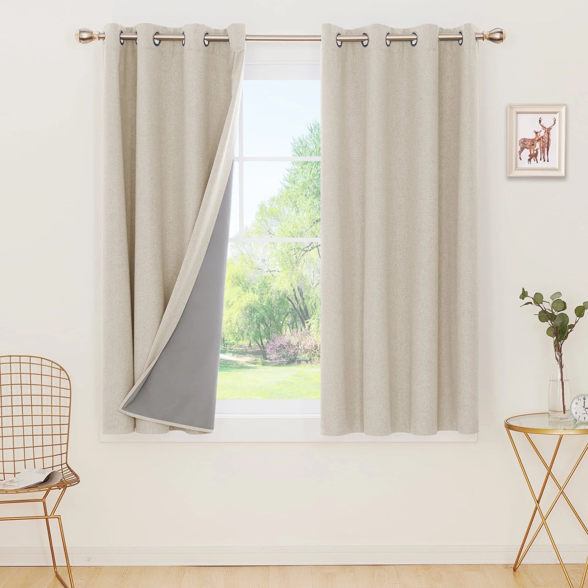 Total Blackout Curtains 2 Panels, Grommet Curtains Total Light Blocking Curtain, Soundproof Curtains for Bedroom (Khaki, 42W X 95L Inch)