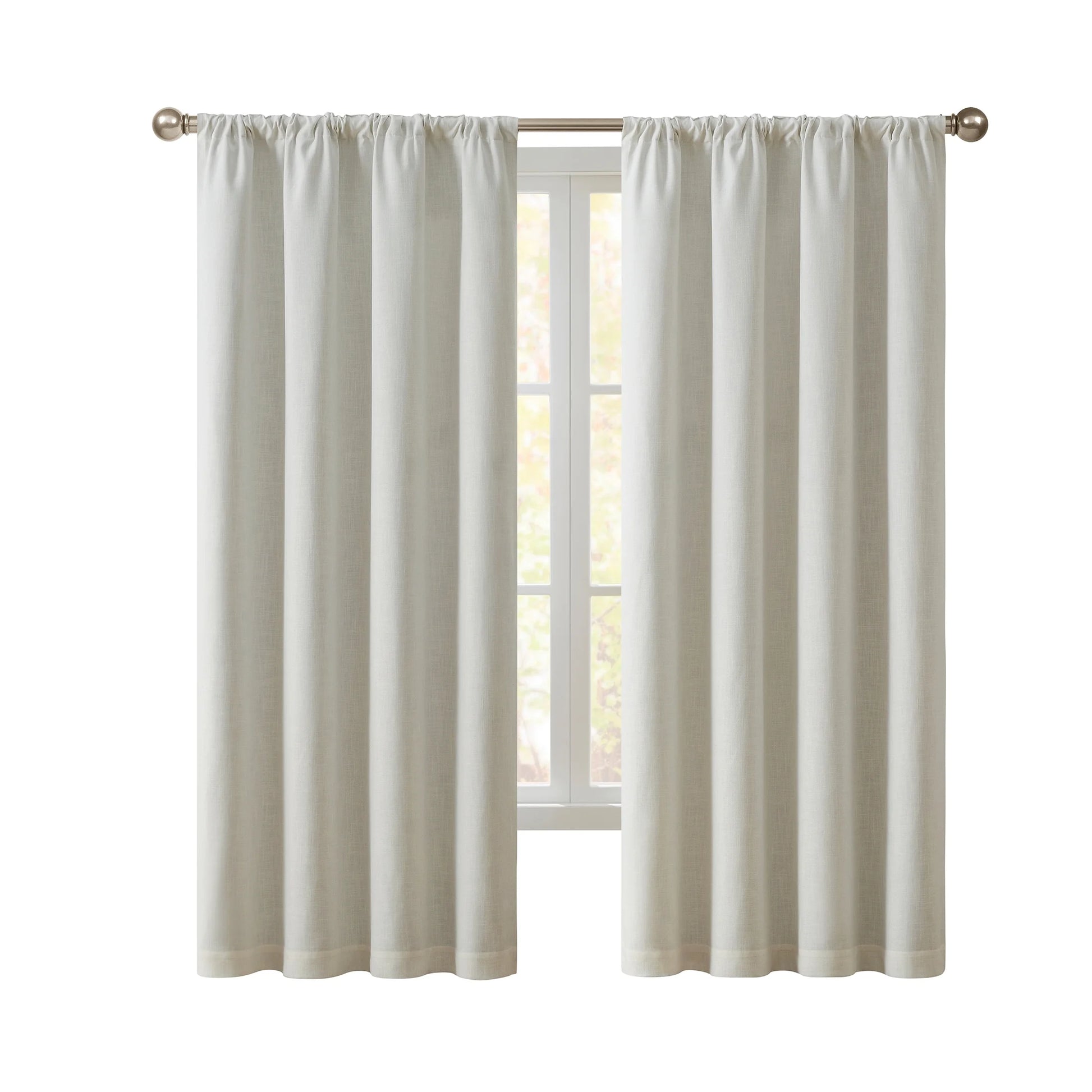 Solid Ivory Rod Pocket Back Tab Blackout Curtain Panel, 52" X 96"