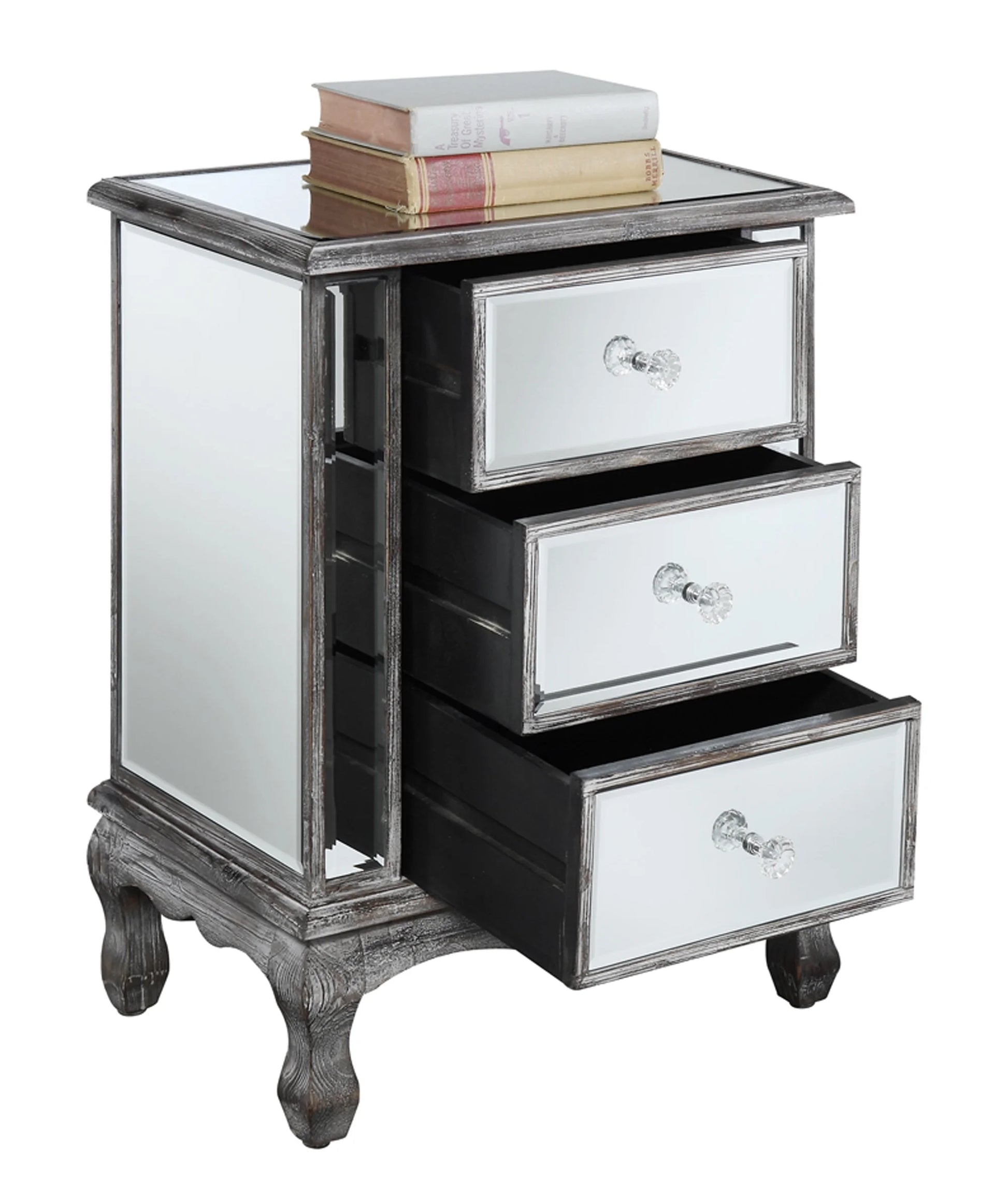 Gold Coast Vineyard 3-Drawer Mirrored End Table