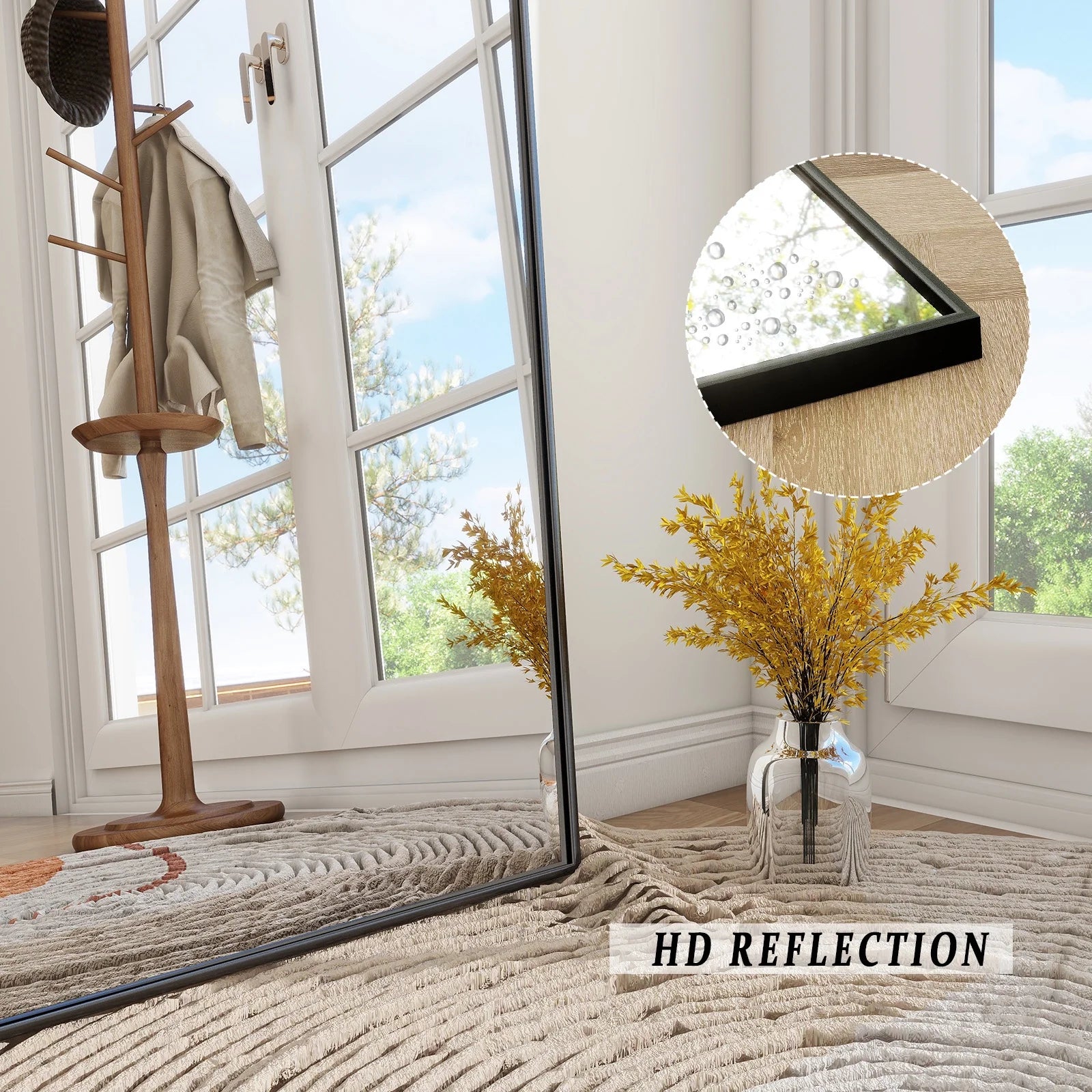 71"X26" Full Length Mirror Oversized Rectangle Body Dressing Floor Mirrors for Standing Leaning, Black