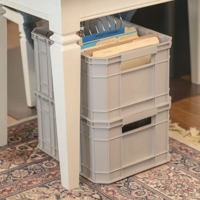 Grey Heavy Duty Stackable Tote Medium 8.5 -Gallons ( 34 -Quarts ) 