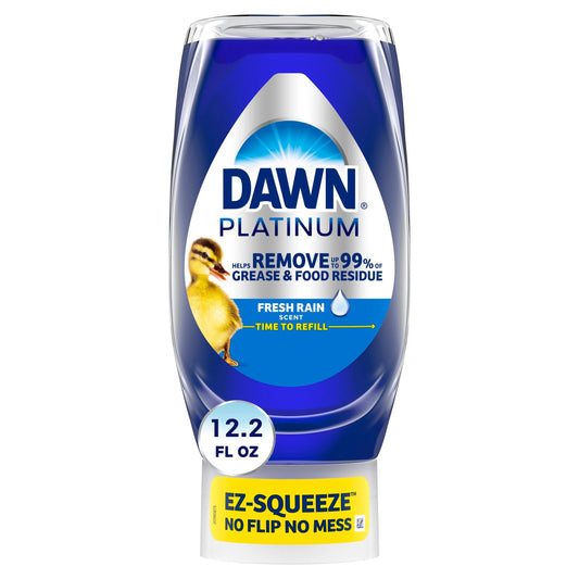 Platinum Ez-Squeeze Dish Soap Liquid, Dishwashing Liquid, Grease Removal, Fresh Rain, 12.2Oz