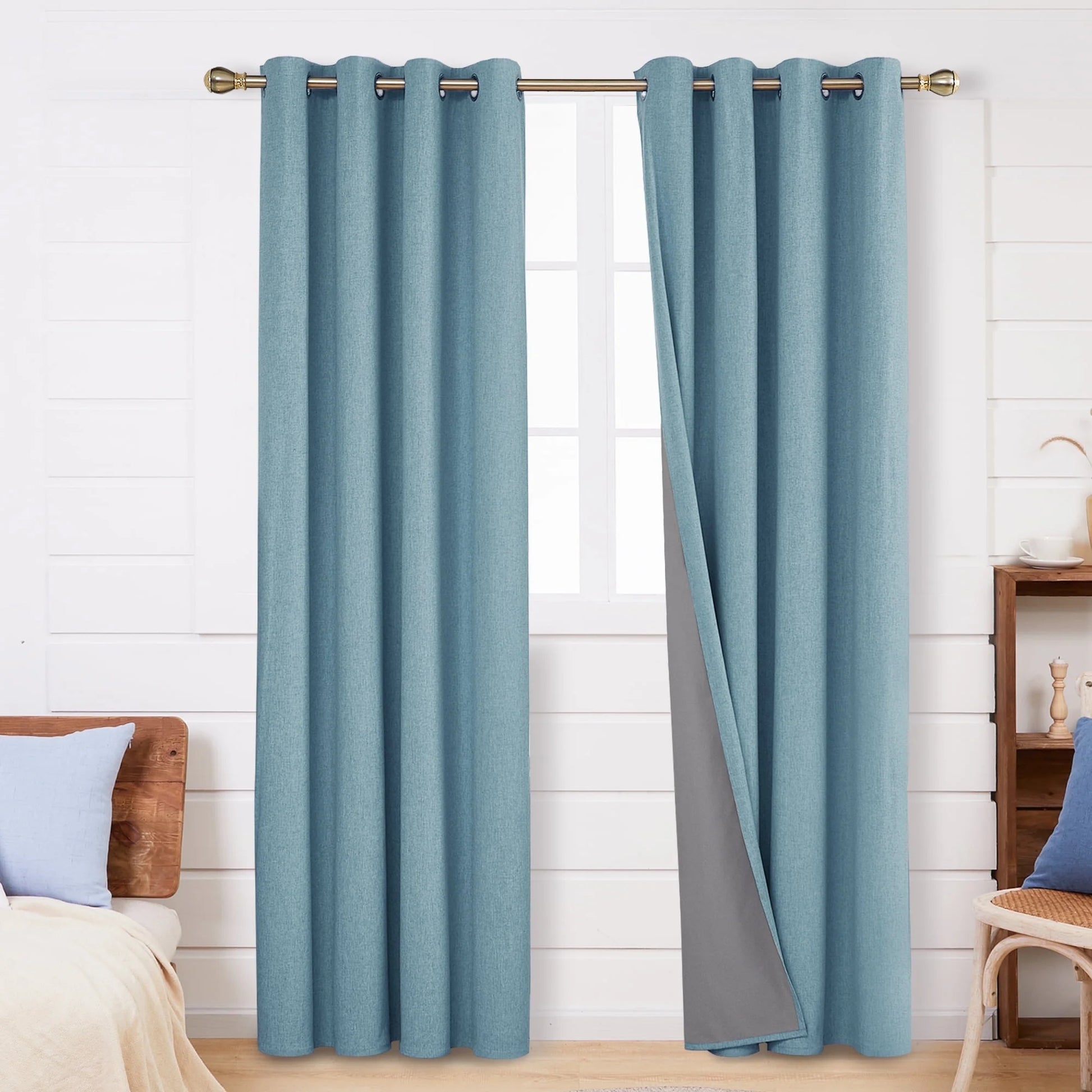 Total Blackout Curtains 2 Panels, Grommet Curtains Total Light Blocking Curtain, Soundproof Curtains for Bedroom (Khaki, 42W X 95L Inch)