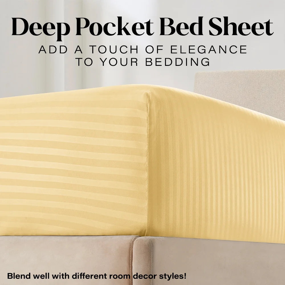 1800 Series Premium Deep Pocket Bed Sheet Set by  Microfiber Bedding -Includes Flat Sheet-Fitted Sheet- Pillowcases, Size: King, Queen, Full, Twin - TWIN GOLD