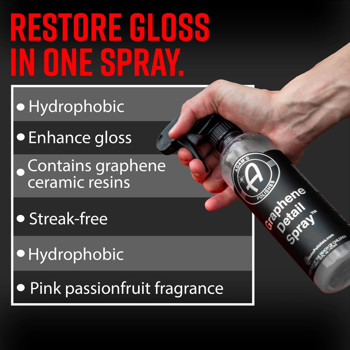 (2 Pack) Adam’S Polishes Graphene Detail Spray, 16Oz
