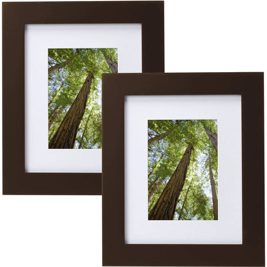 Museum 8X10 Matted to 5X7 Flat Wide Gallery Picture Frame, Mahogany, Set of 2