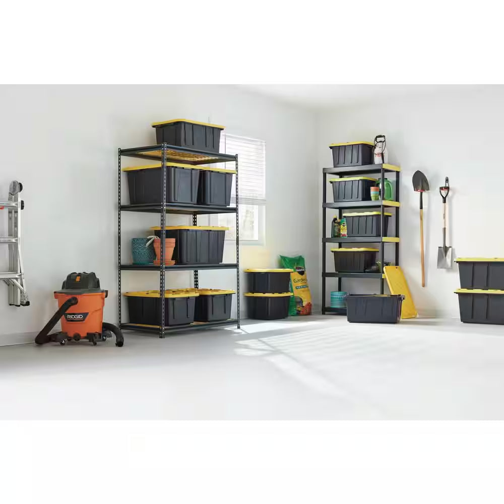 5-Tier Easy Assembly Multi-Purpose Plastic Garage Storage Shelving Unit in Black (36 In. W X 74 In. H X 18 In. D)