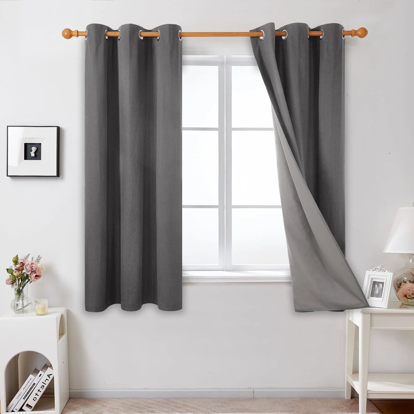 Total Blackout Curtains 2 Panels, Grommet Curtains Total Light Blocking Curtain, Soundproof Curtains for Bedroom (Khaki, 42W X 95L Inch)