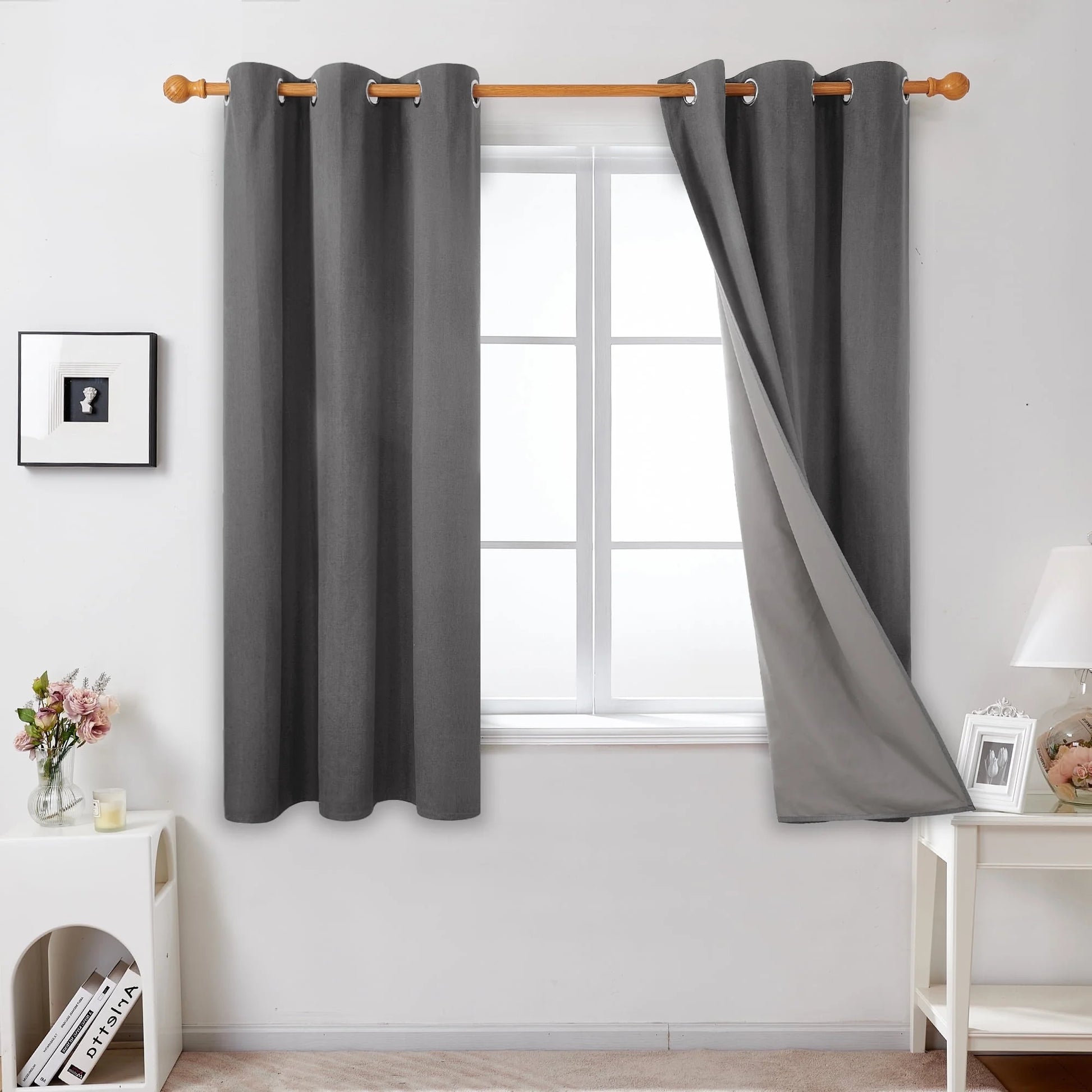 Total Blackout Curtains 2 Panels, Grommet Curtains Total Light Blocking Curtain, Soundproof Curtains for Bedroom (Khaki, 42W X 95L Inch)
