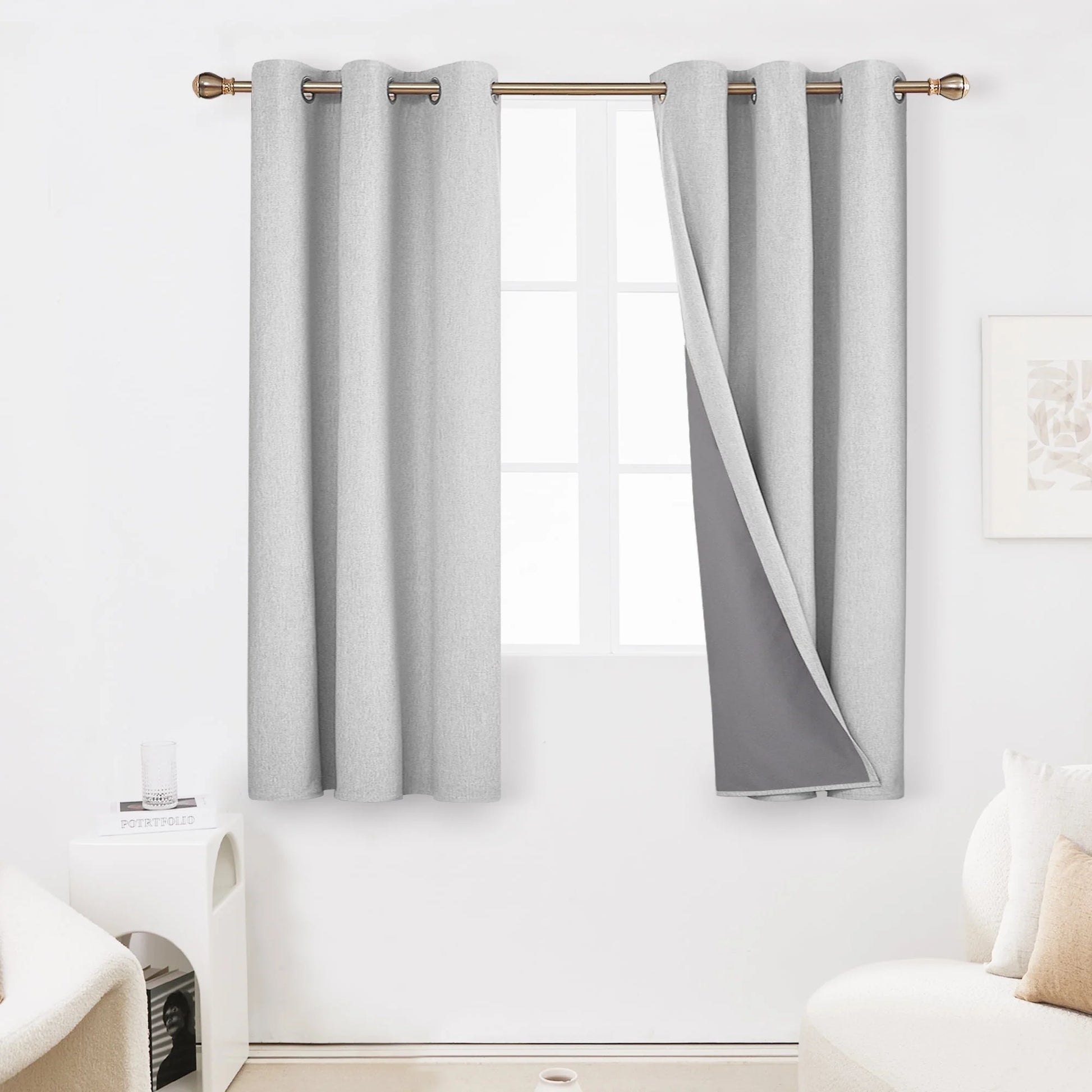Total Blackout Curtains 2 Panels, Grommet Curtains Total Light Blocking Curtain, Soundproof Curtains for Bedroom (Khaki, 42W X 95L Inch)