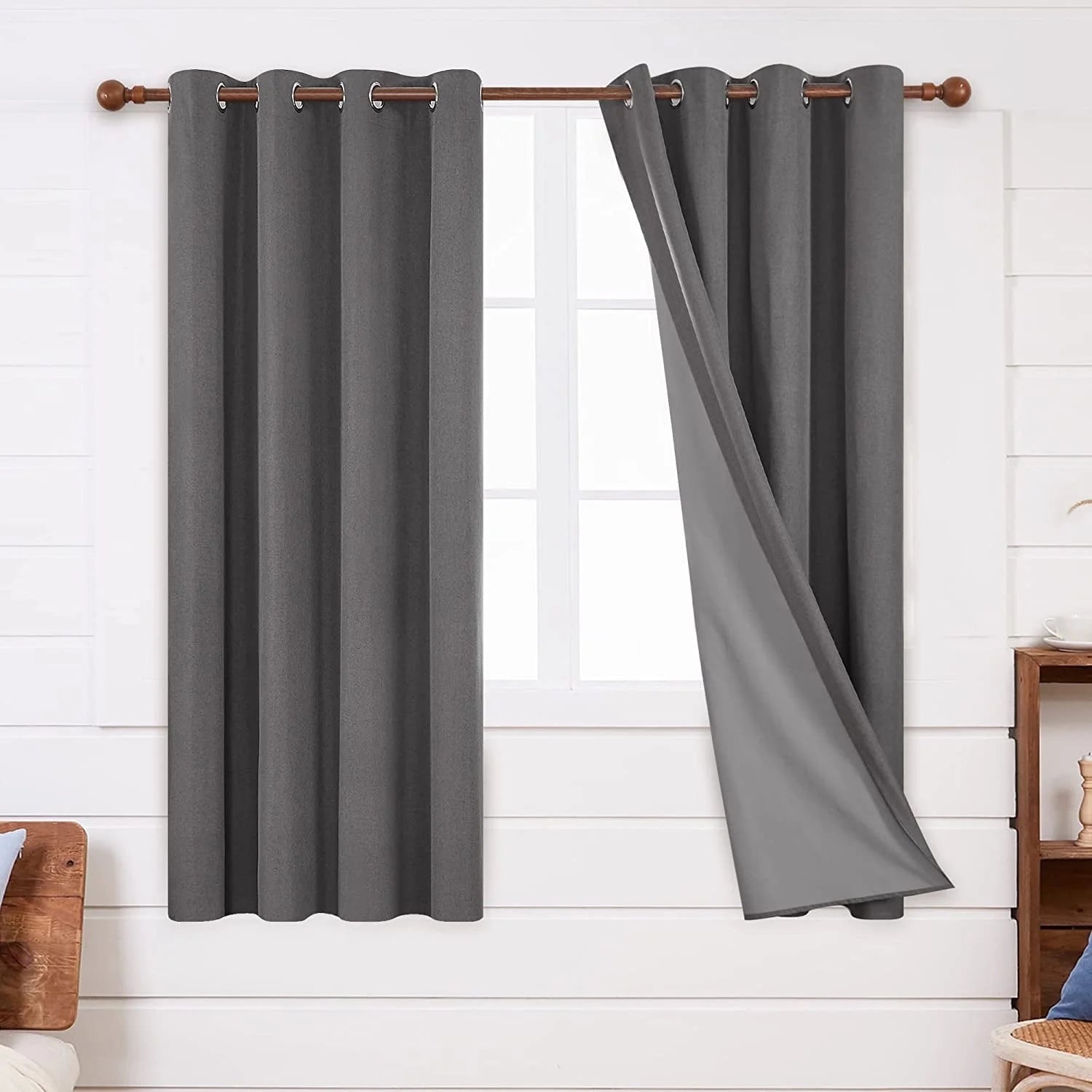 Total Blackout Curtains 2 Panels, Grommet Curtains Total Light Blocking Curtain, Soundproof Curtains for Bedroom (Khaki, 42W X 95L Inch)