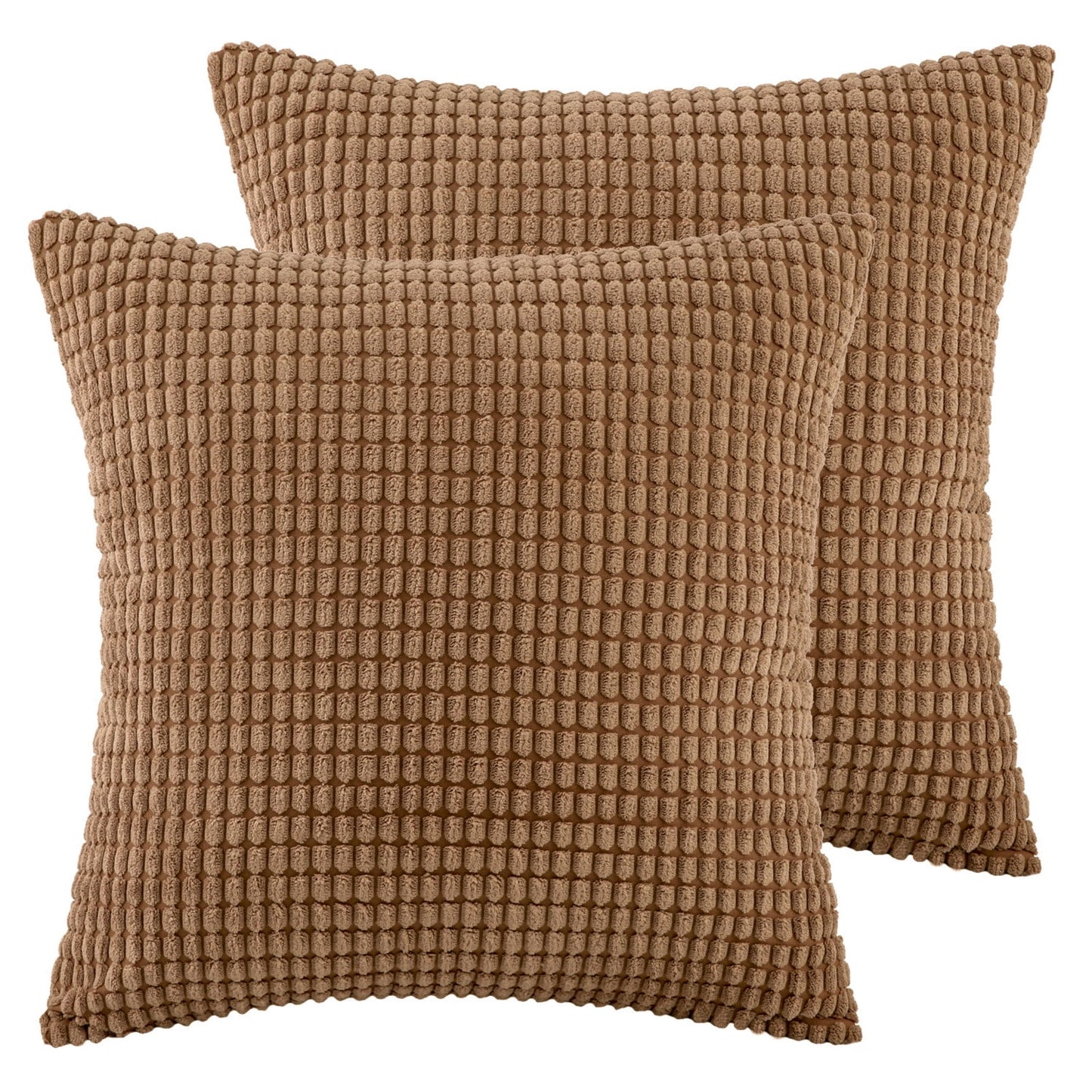 Soft Corduroy Corn Striped Velvet Series Decorative Throw Pillow, 22" X 22", Red, 2 Pack