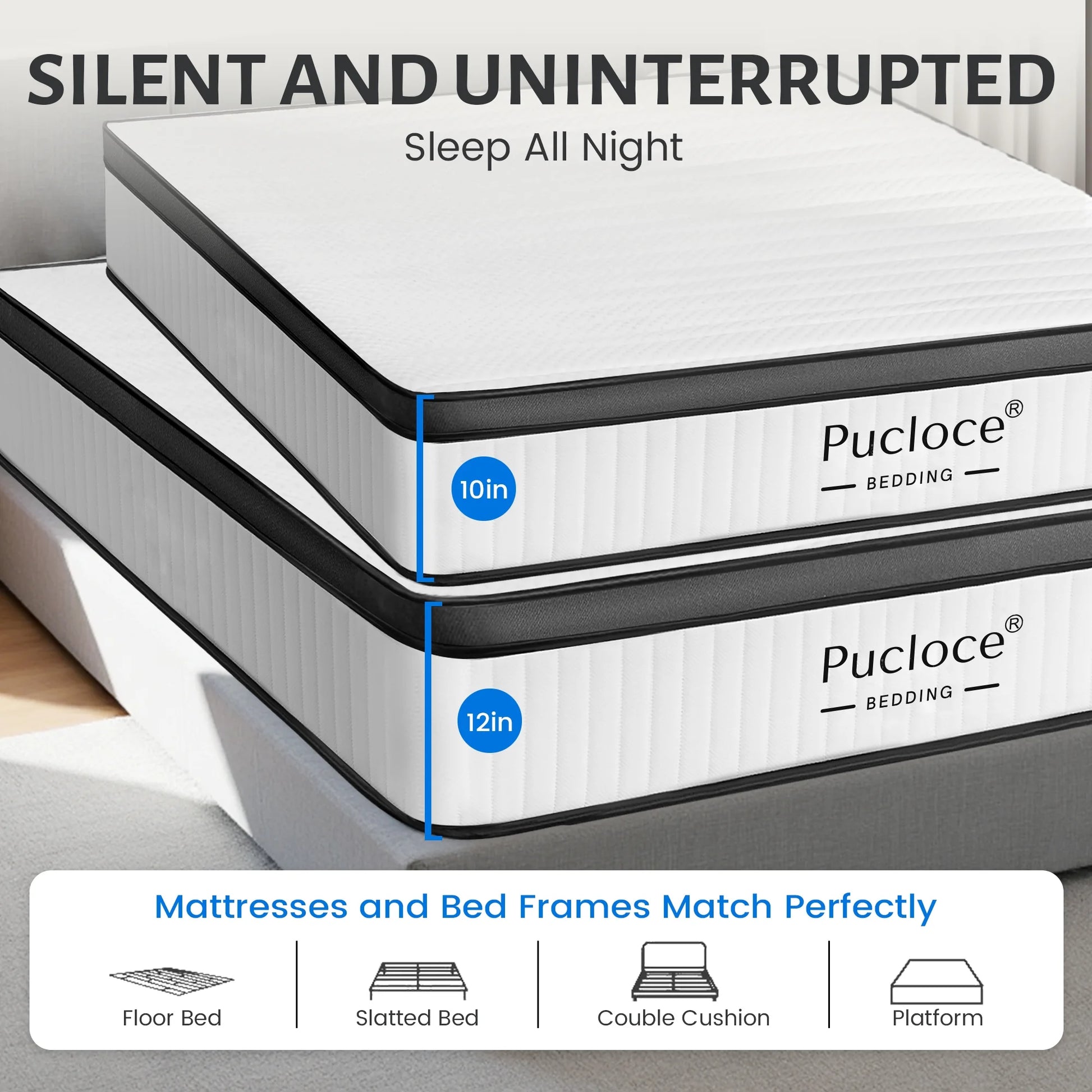 Queen Mattress 12 Inch, Memory Foam & Innerspring Queen Size Mattress