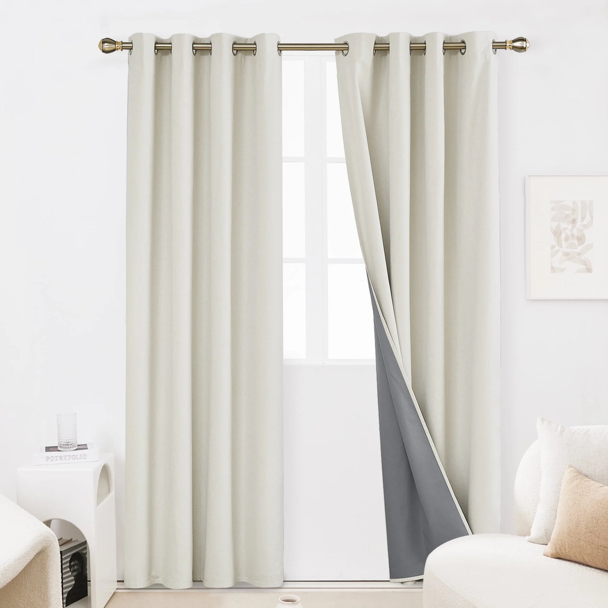 Total Blackout Curtains 2 Panels, Grommet Curtains Total Light Blocking Curtain, Soundproof Curtains for Bedroom (Khaki, 42W X 95L Inch)