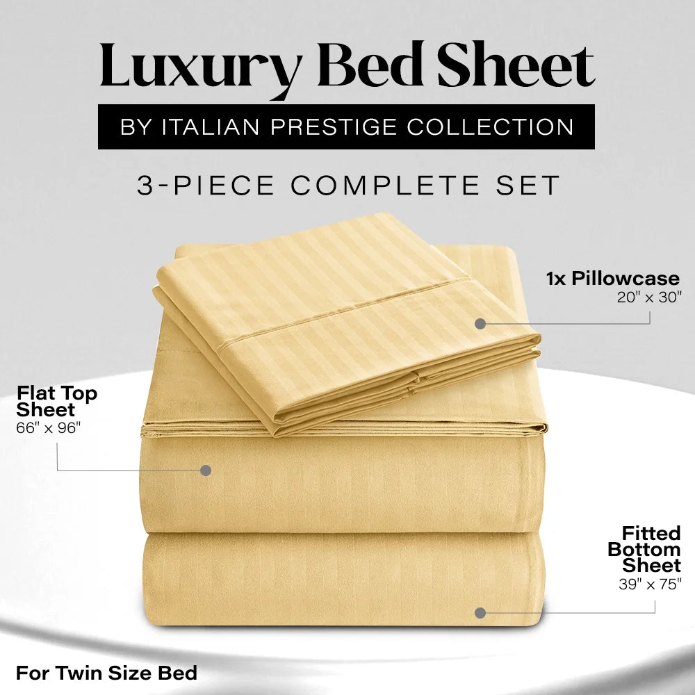 1800 Series Premium Deep Pocket Bed Sheet Set by  Microfiber Bedding -Includes Flat Sheet-Fitted Sheet- Pillowcases, Size: King, Queen, Full, Twin - TWIN GOLD