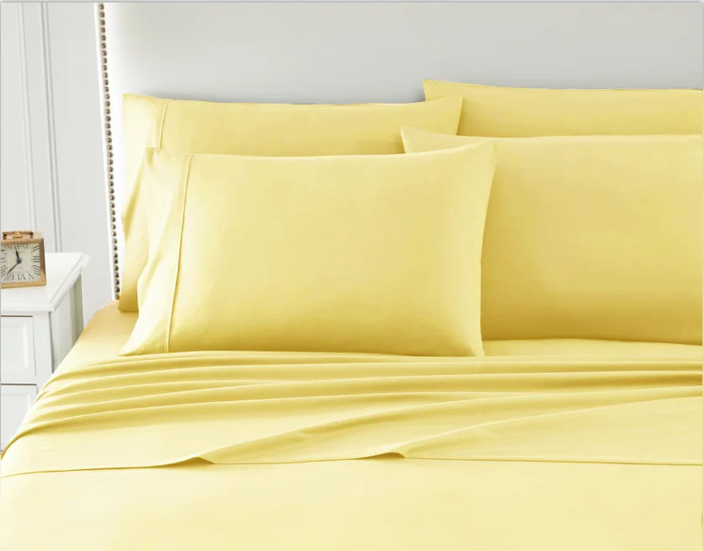 1500 Series Bed Sheets - Extra Soft Microfiber Deep Pocket 4Pc Sheet Set - Pale Yellow, Twin