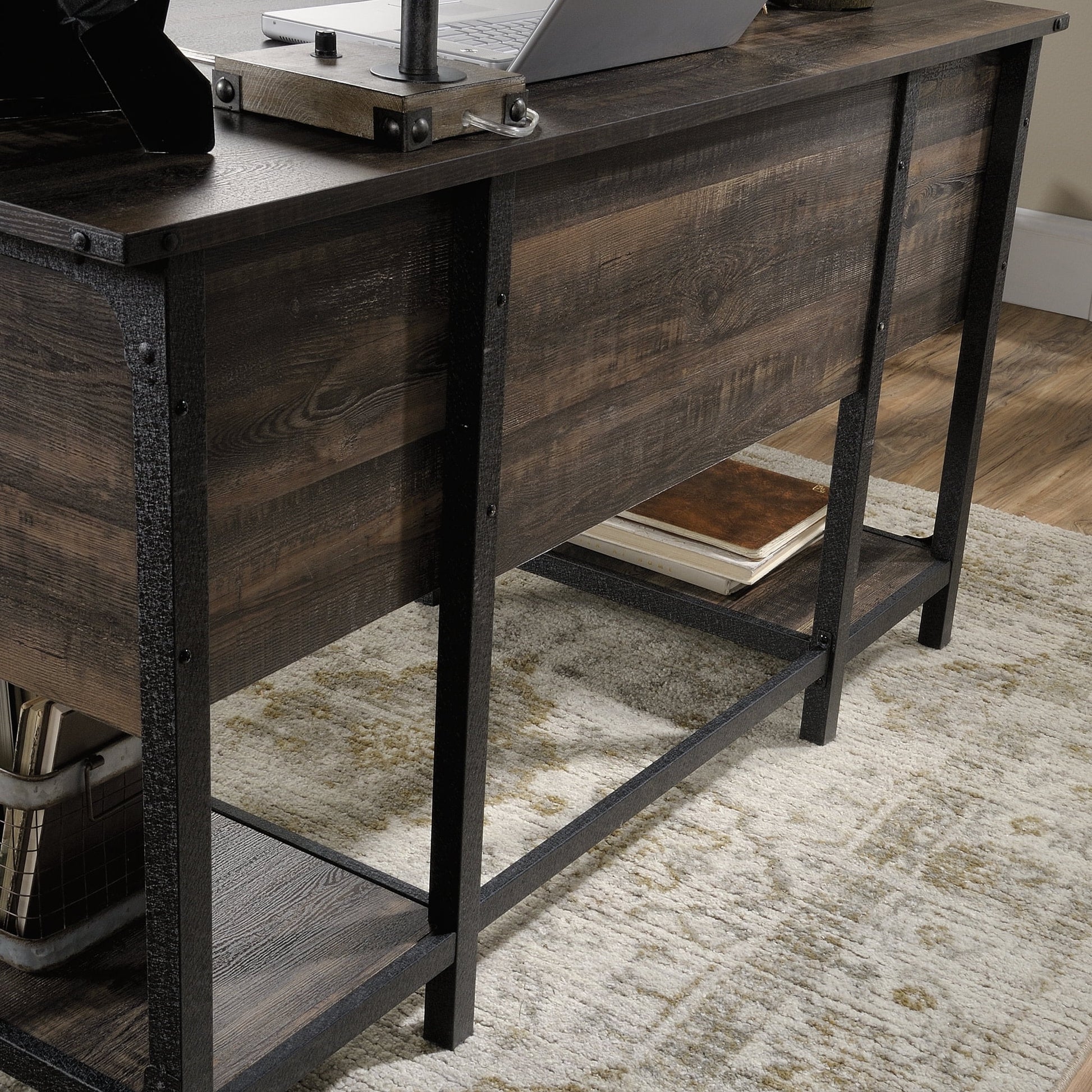 Steel River Pedestal Desk, Carbon Oak Finish