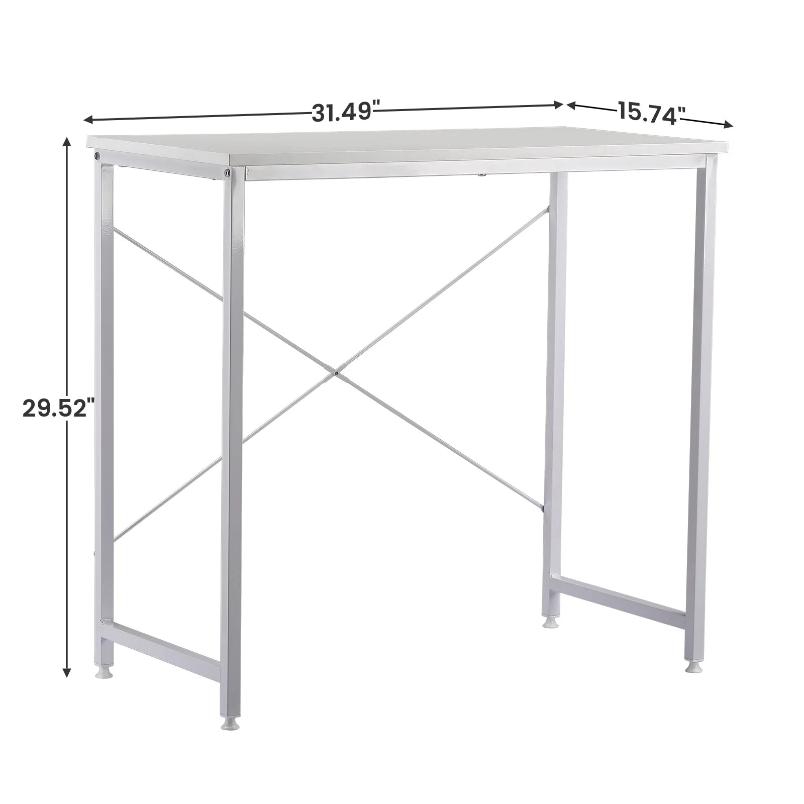 Small Computer Desk 32 Inch Writing Desk Metal Frame Modern Simple Style for Home Office Study,White