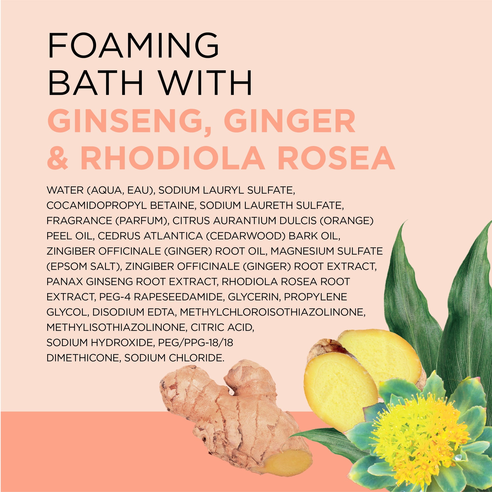 Stress Relief Foaming Bath with Ginseng & Ginger Essential Oils, 34 Fl Oz