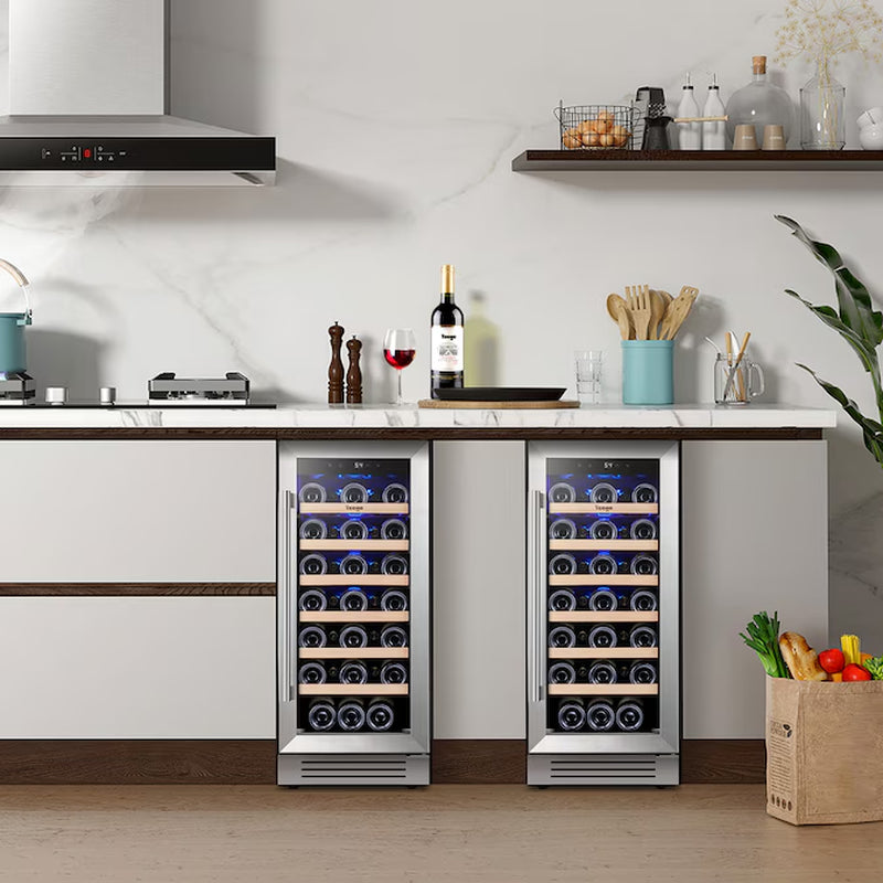 30-In W 66 -Bottles Stainless Steel Dual Zone Cooling Built-In/Freestanding Indoor Wine Cooler