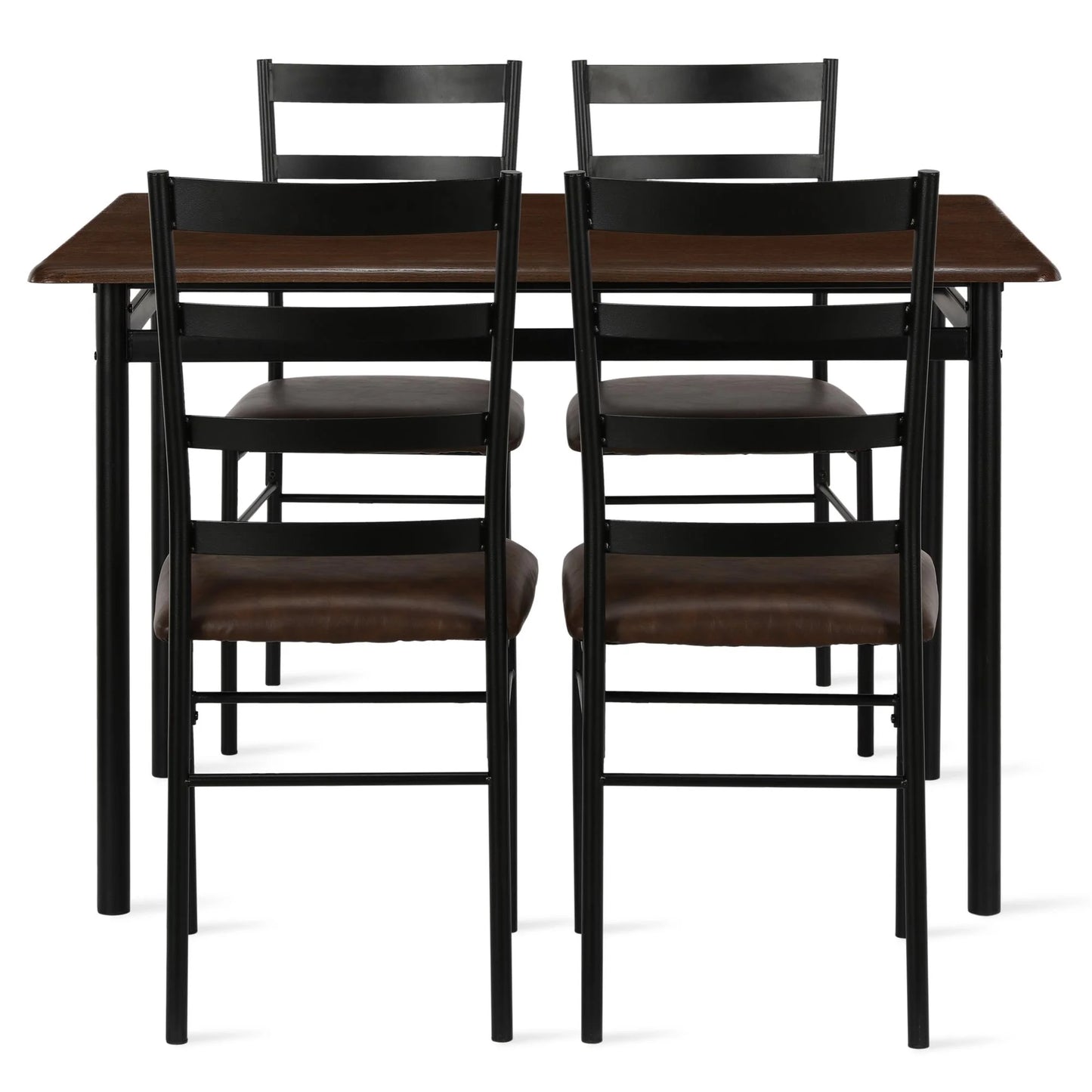 5-Piece Wood & Metal Dining Room Set, Seats 4, Canyon Walnut & Black