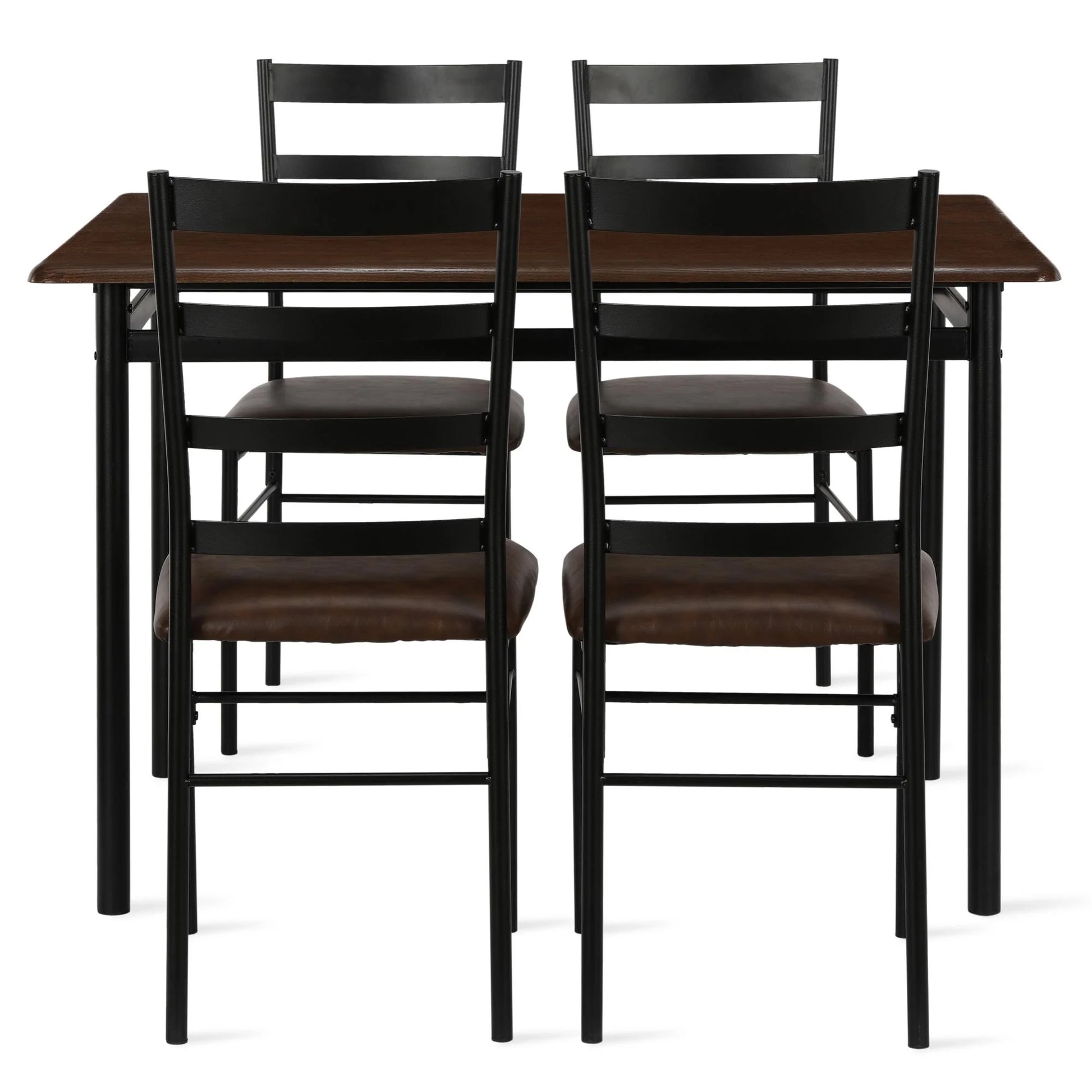 5-Piece Wood & Metal Dining Room Set, Seats 4, Canyon Walnut & Black