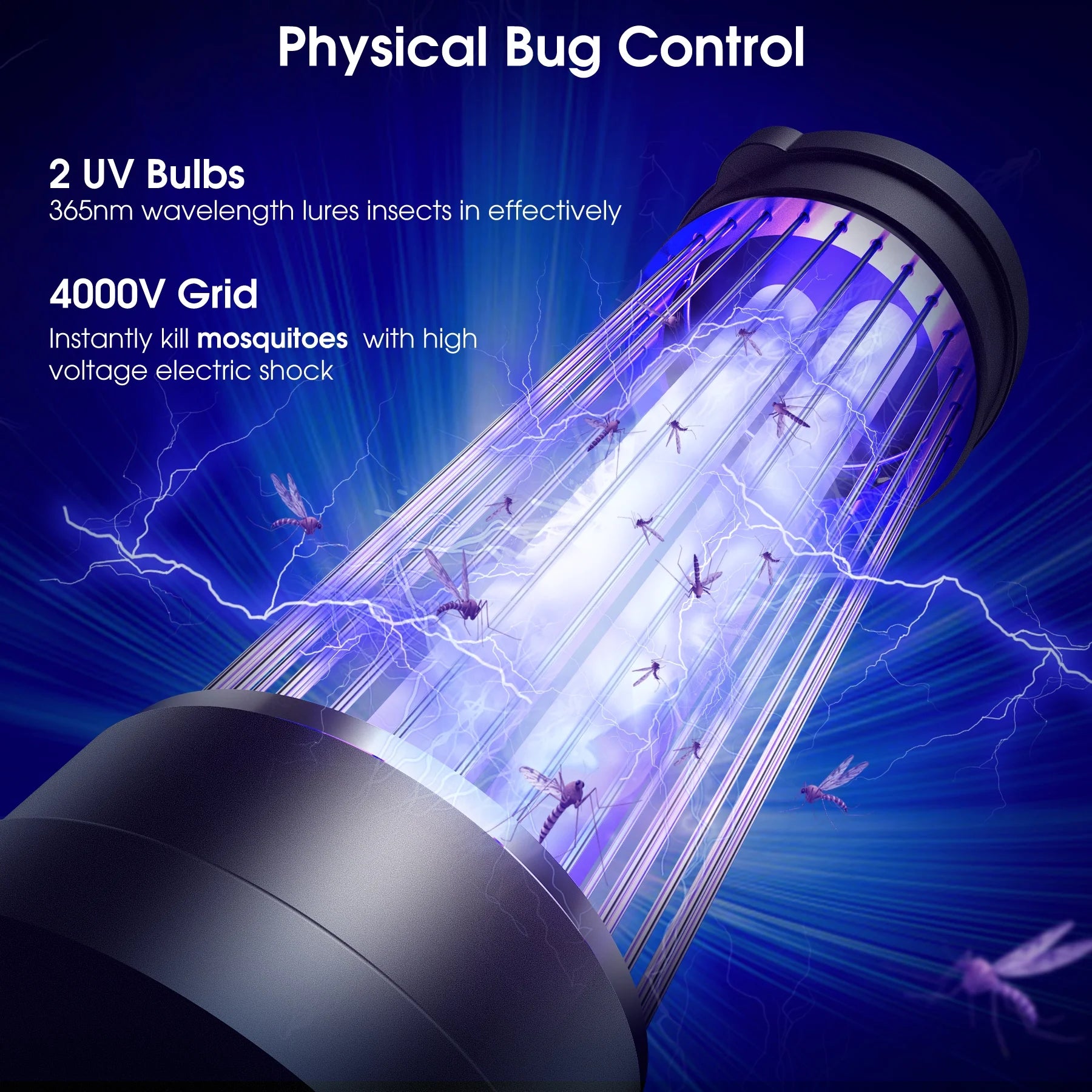 Bug Zapper for Outdoor and Indoor, 4000V Waterproof High Powered Electric Mosquito Zappers Killer, Insect Fly Trap for Home Backyard Patio