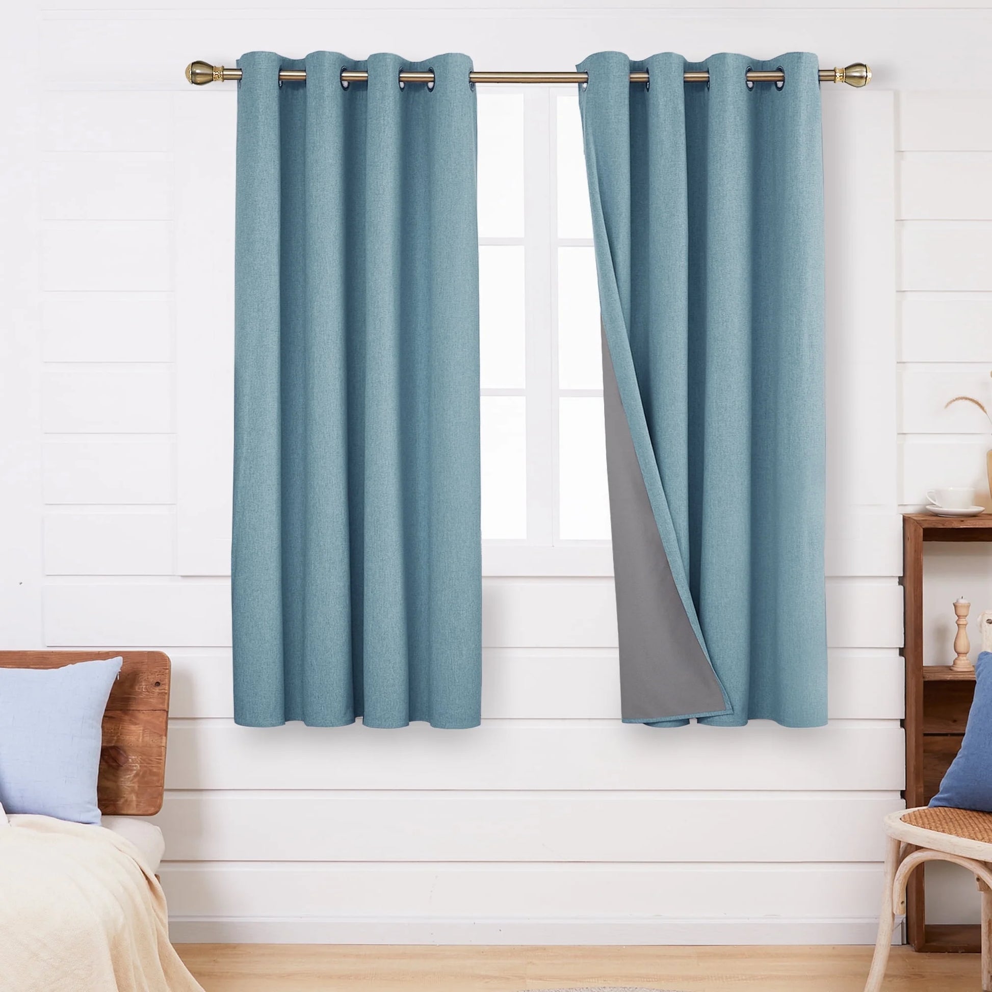 Total Blackout Curtains 2 Panels, Grommet Curtains Total Light Blocking Curtain, Soundproof Curtains for Bedroom (Khaki, 42W X 95L Inch)