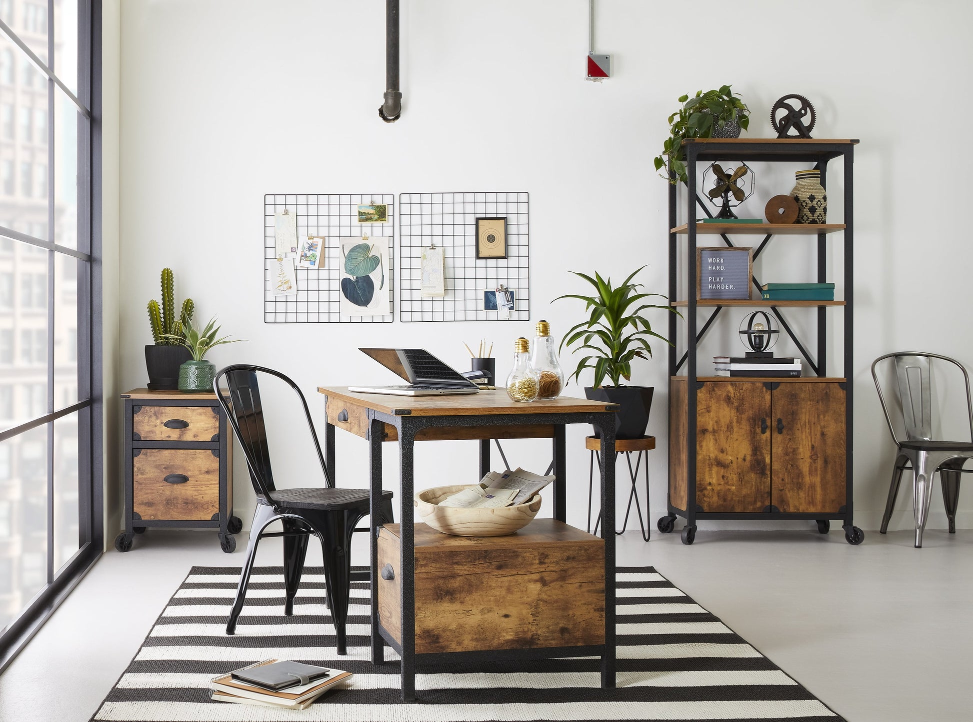 Rustic Country Office Desk, Weathered Pine Finish