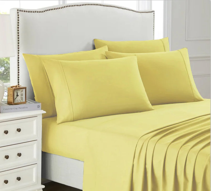 1500 Series Bed Sheets - Extra Soft Microfiber Deep Pocket 4Pc Sheet Set - Pale Yellow, Twin