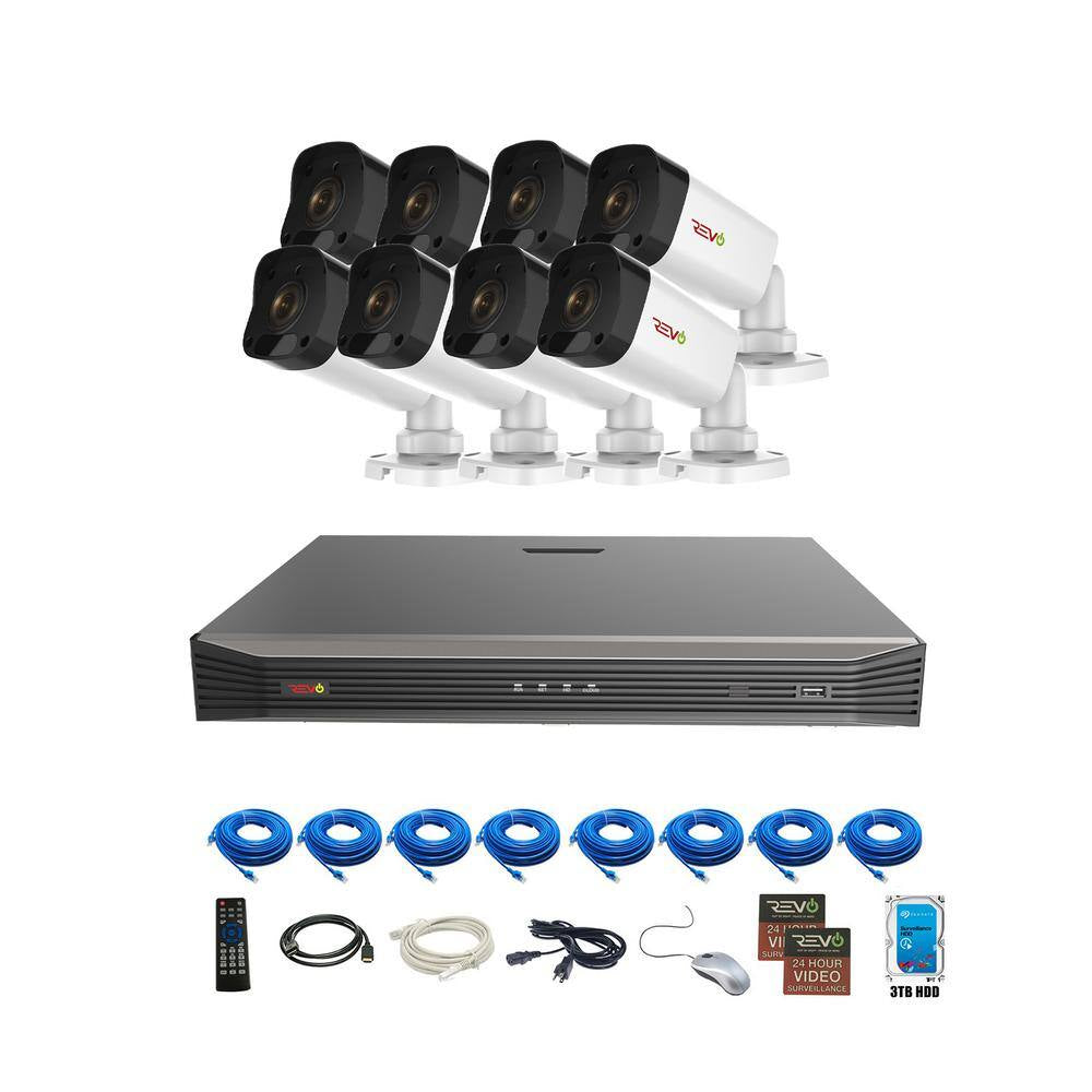 Ultra Commercial Grade 16-Channel 4K 3TB Smart NVR Surveillance System with (8) 4K 8MP Indoor/Outdoor Bullet Cameras