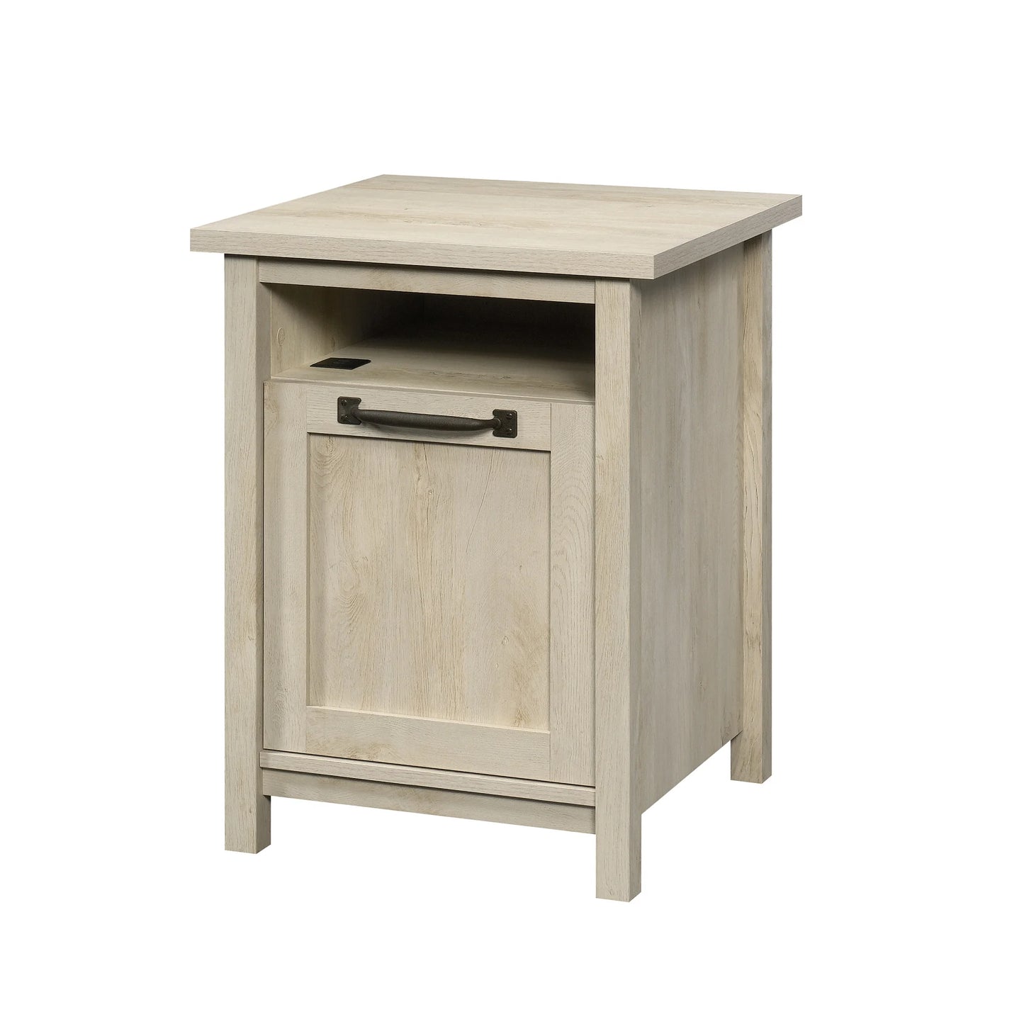 Modern Farmhouse USB Nightstand, Rustic White Finish